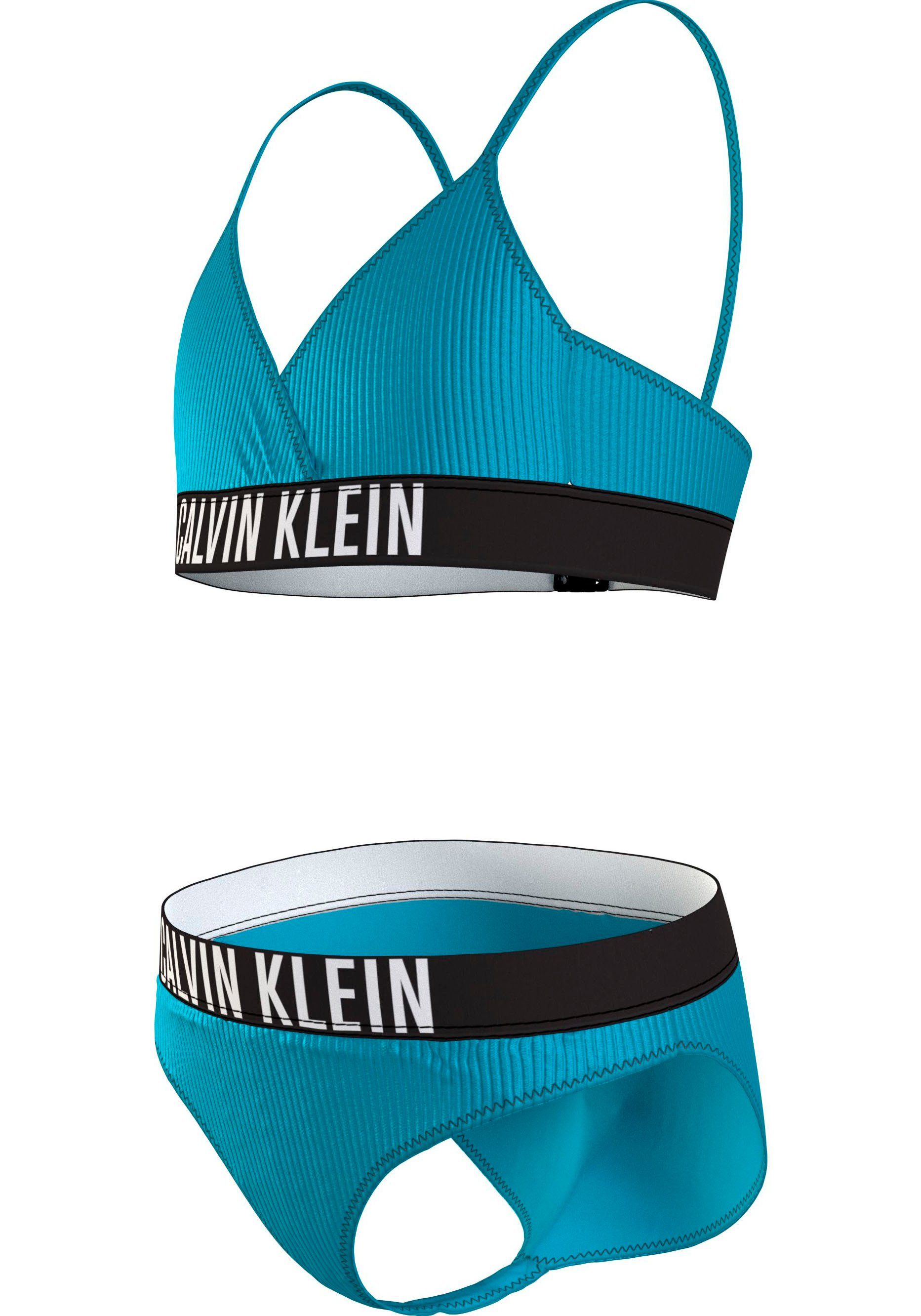 Calvin Klein Swimwear BIKINI (2-St) Triangel-Bikini SET Markenlabel TRIANGLE CROSSOVER mit Blue_Tide