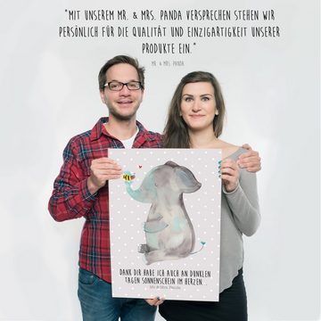Mr. & Mrs. Panda Poster DIN A2 Elefant Biene - Grau Pastell - Geschenk, Handgemaltes Poster, Elefant & Biene (1 St), Einzigartige Motive