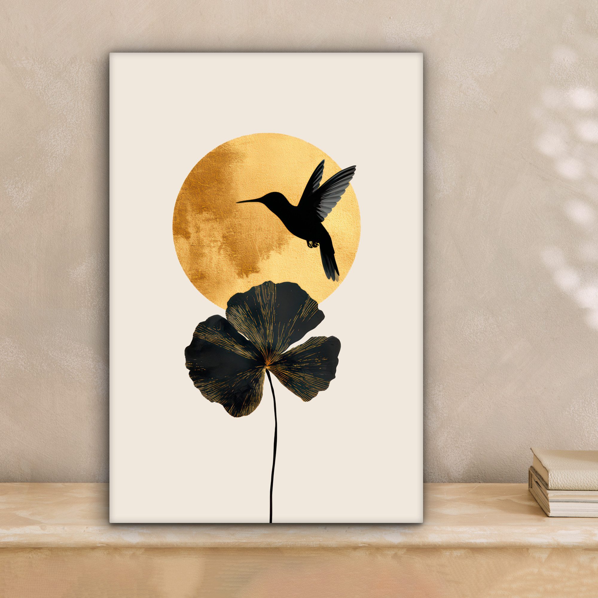 OneMillionCanvasses® Leinwandbild Schwarzer Kolibri - Blume günstig online kaufen