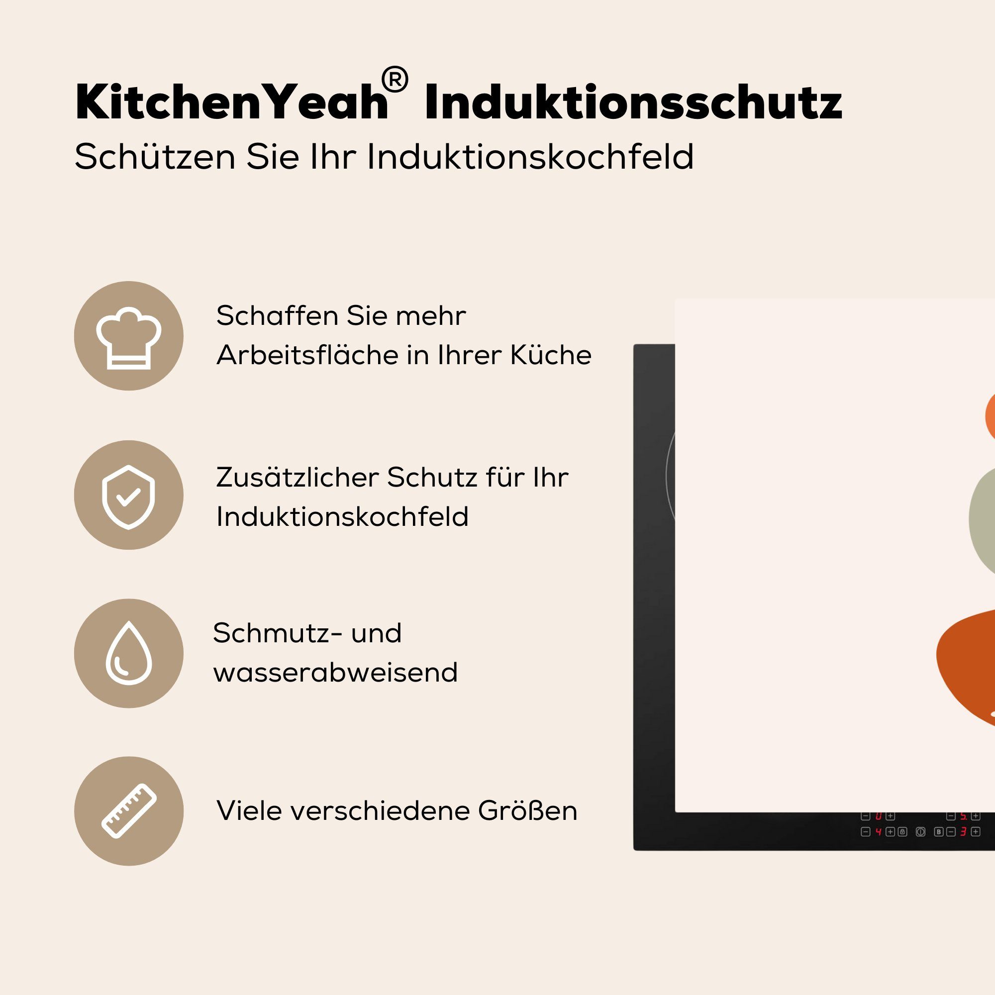 (1 für Ceranfeldabdeckung Herdblende-/Abdeckplatte 81x52 - Induktionskochfeld Stein MuchoWow die Vinyl, Schutz Pflanze, cm, - küche, Sommer tlg),