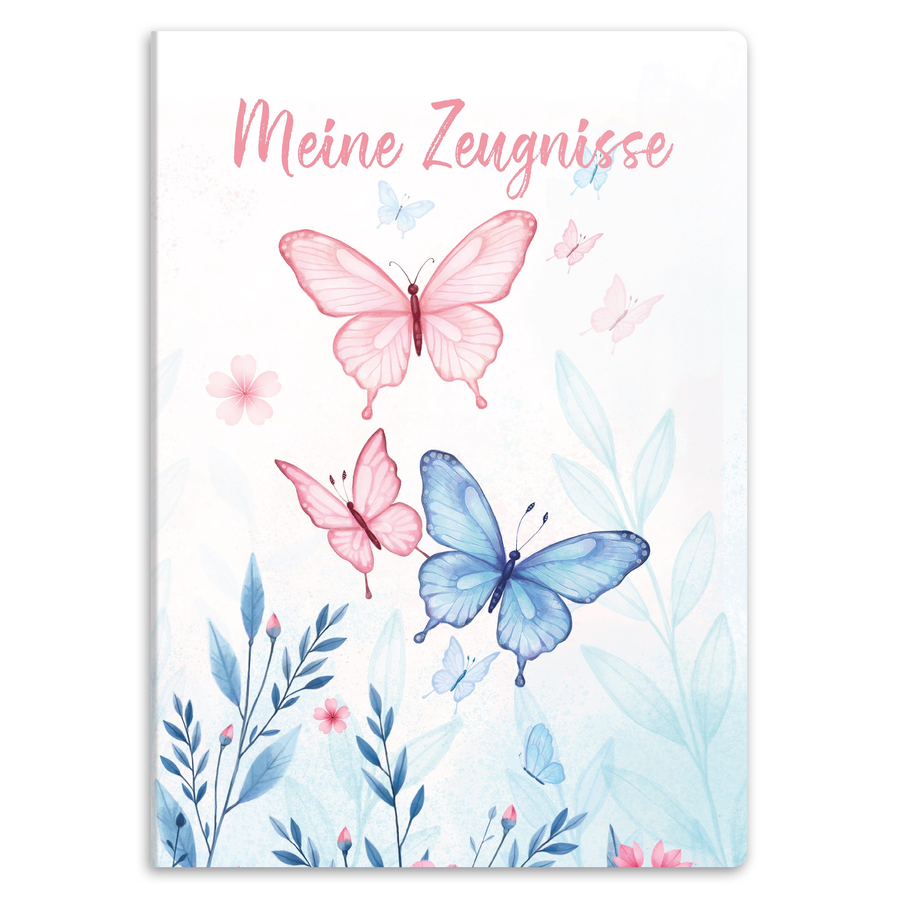itenga Organisationsmappe itenga Zeugnismappe A4 Kunststoff Sichtbuch Motiv Schmetterling ELARA
