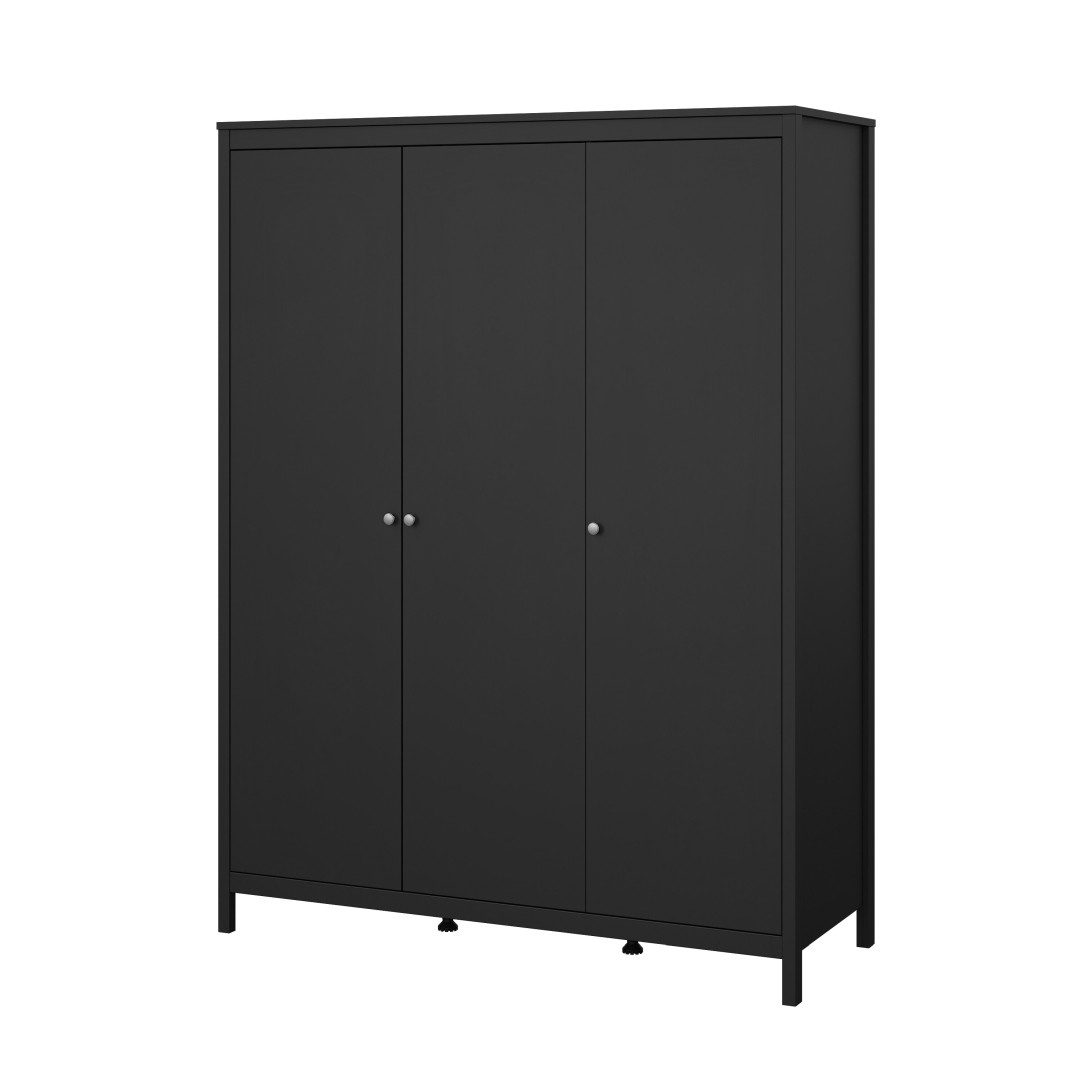 Tvilum Kleiderschrank Madrid Kleiderschrank 3 Türen schwarz matt.