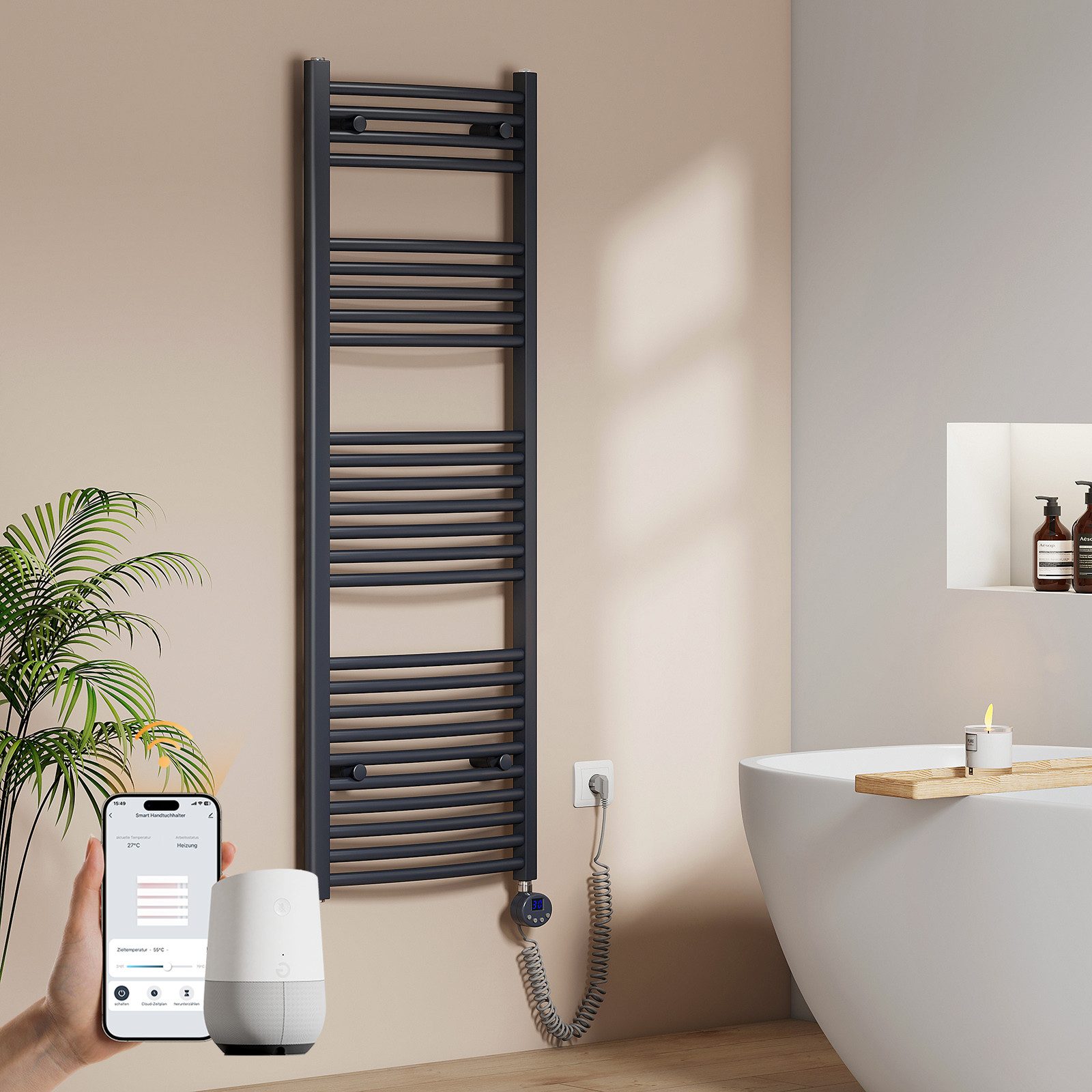 EMKE Elektrischer Badheizkörper mit Thermostat Höhe: 140cm, Breite:40/50/60 günstig online kaufen