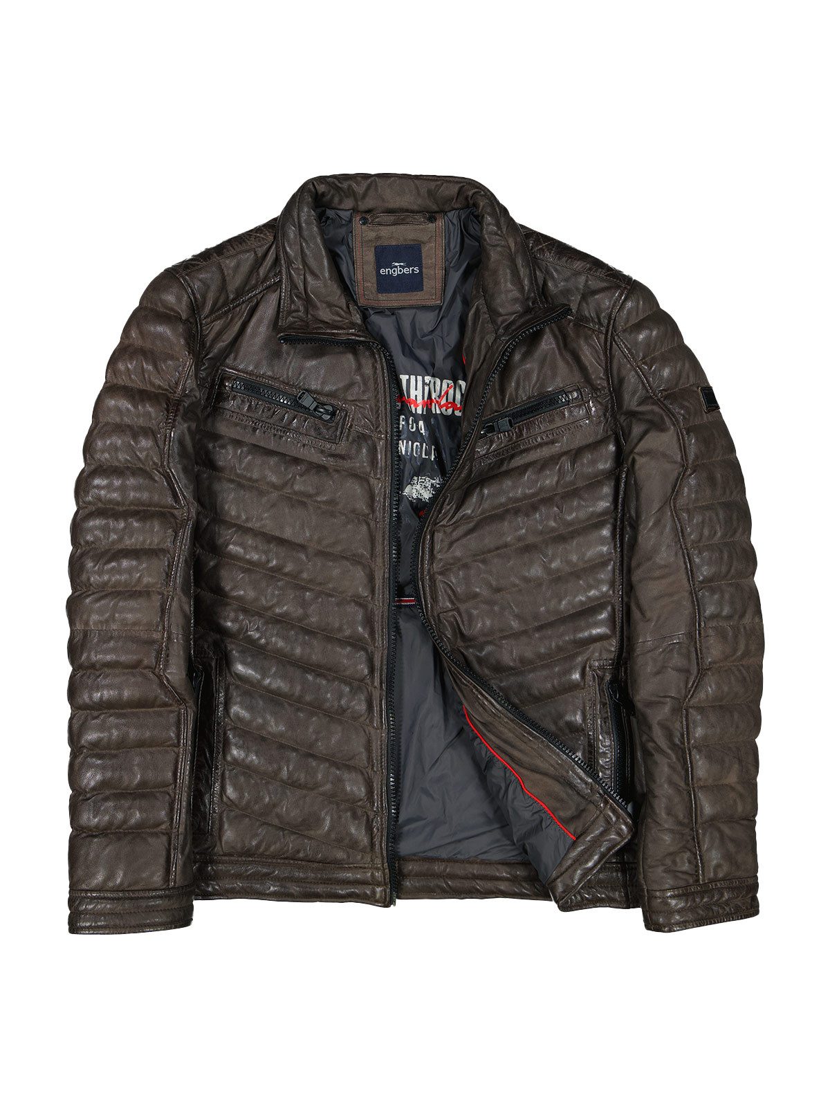 Engbers Lederjacke Herren Lederjacke regular, Dunkelbraun