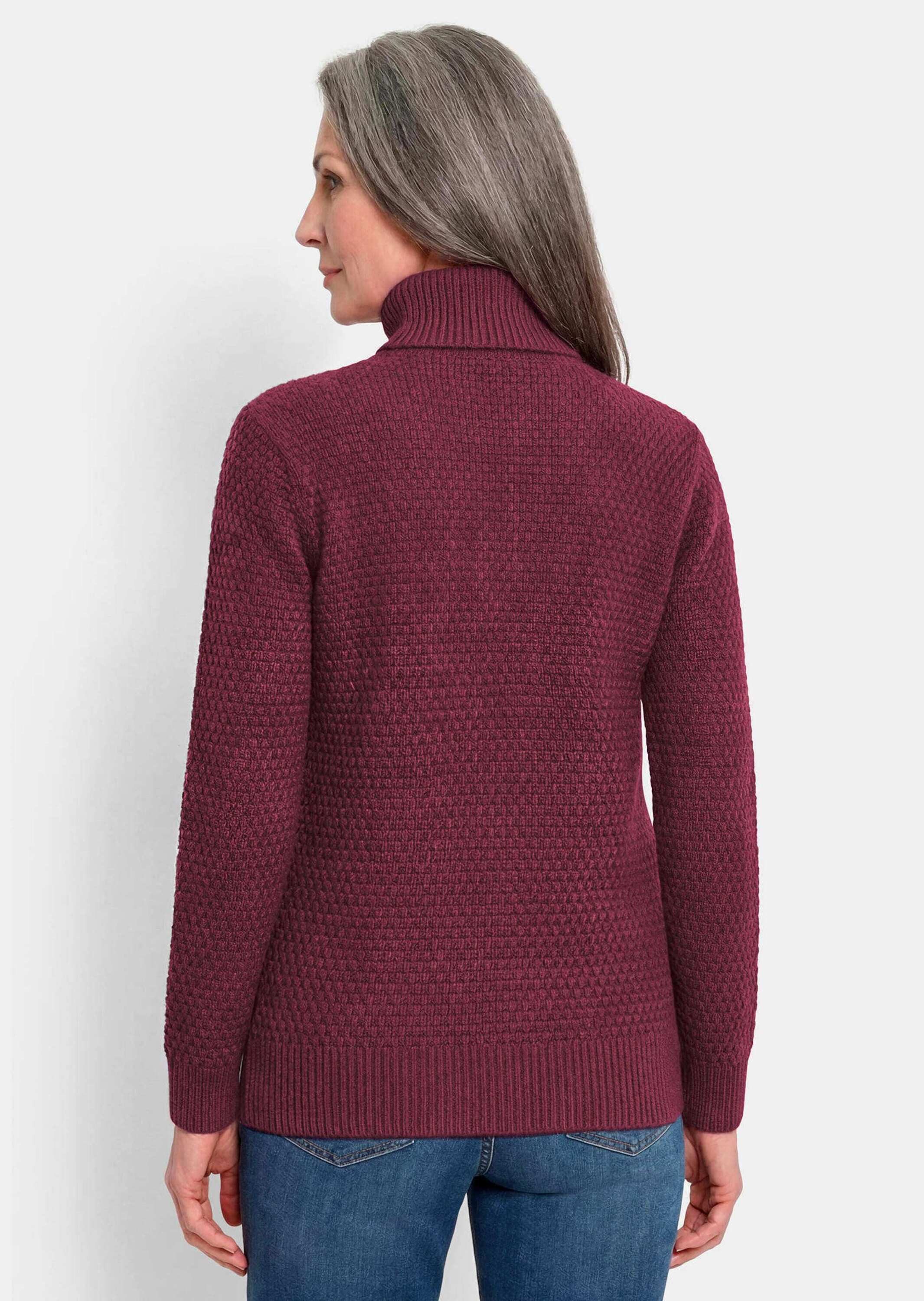 GOLDNER Rollkragenpullover Kurzgröße: Rollkragenpullover in Reiskornoptik Warmer Strickpullover mit Merinowolle und Rippenbündchen