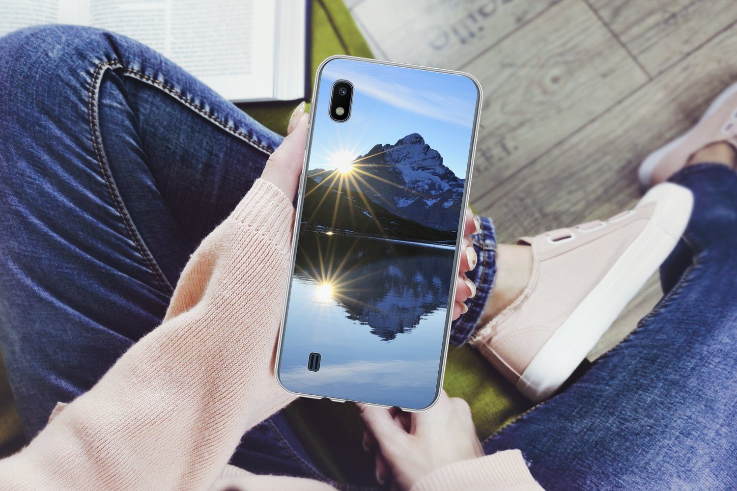 MuchoWow Handyhülle für Samsung Galaxy A10 Alpen - Berg - Wasser - Schnee, Smartphone-Bumper, Print, Handy Schutzhülle Dünn