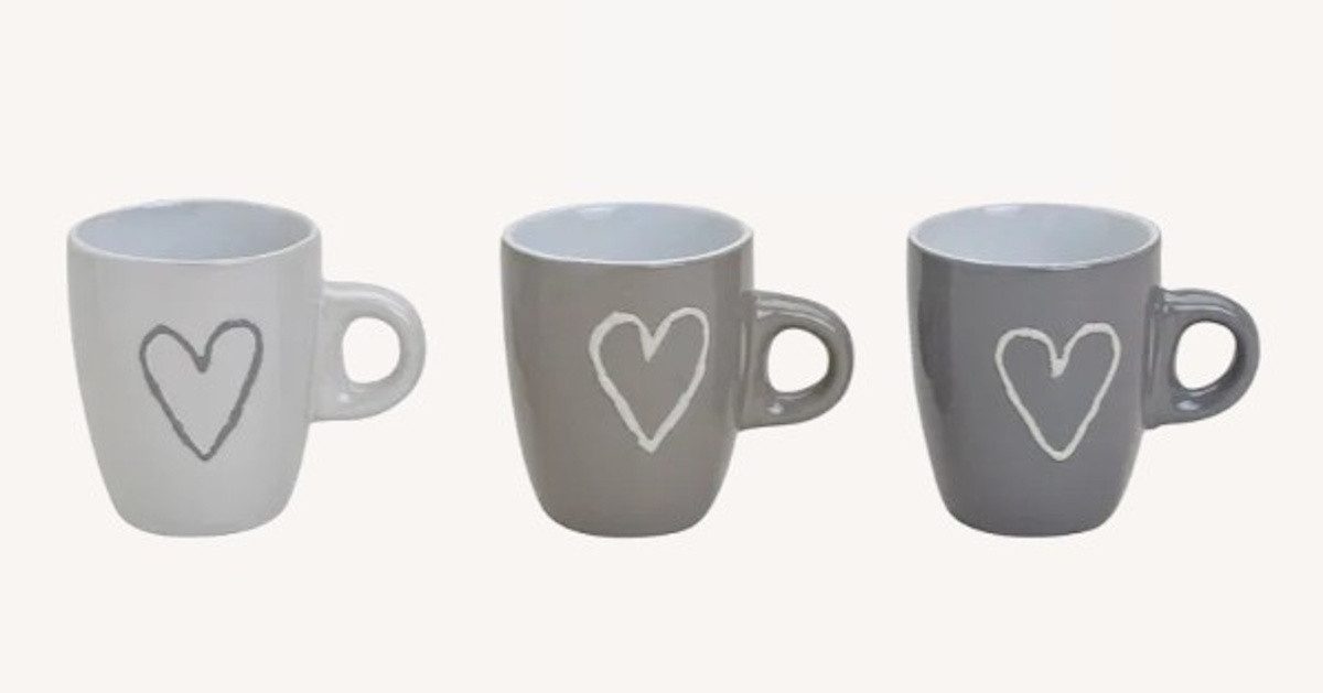 Wurm Espressotasse Tassen Herzdesign 3-teiliges Set aus Keramik, 3-tlg.
