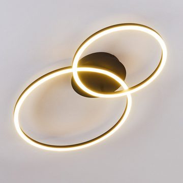 hofstein Deckenleuchte »Ovasta« moderne Deckenlampe aus Metall in Schwarz, 3000 Kelvin, 25 Watt, 3350 Lumen, Leuchte mit 2 Ringen