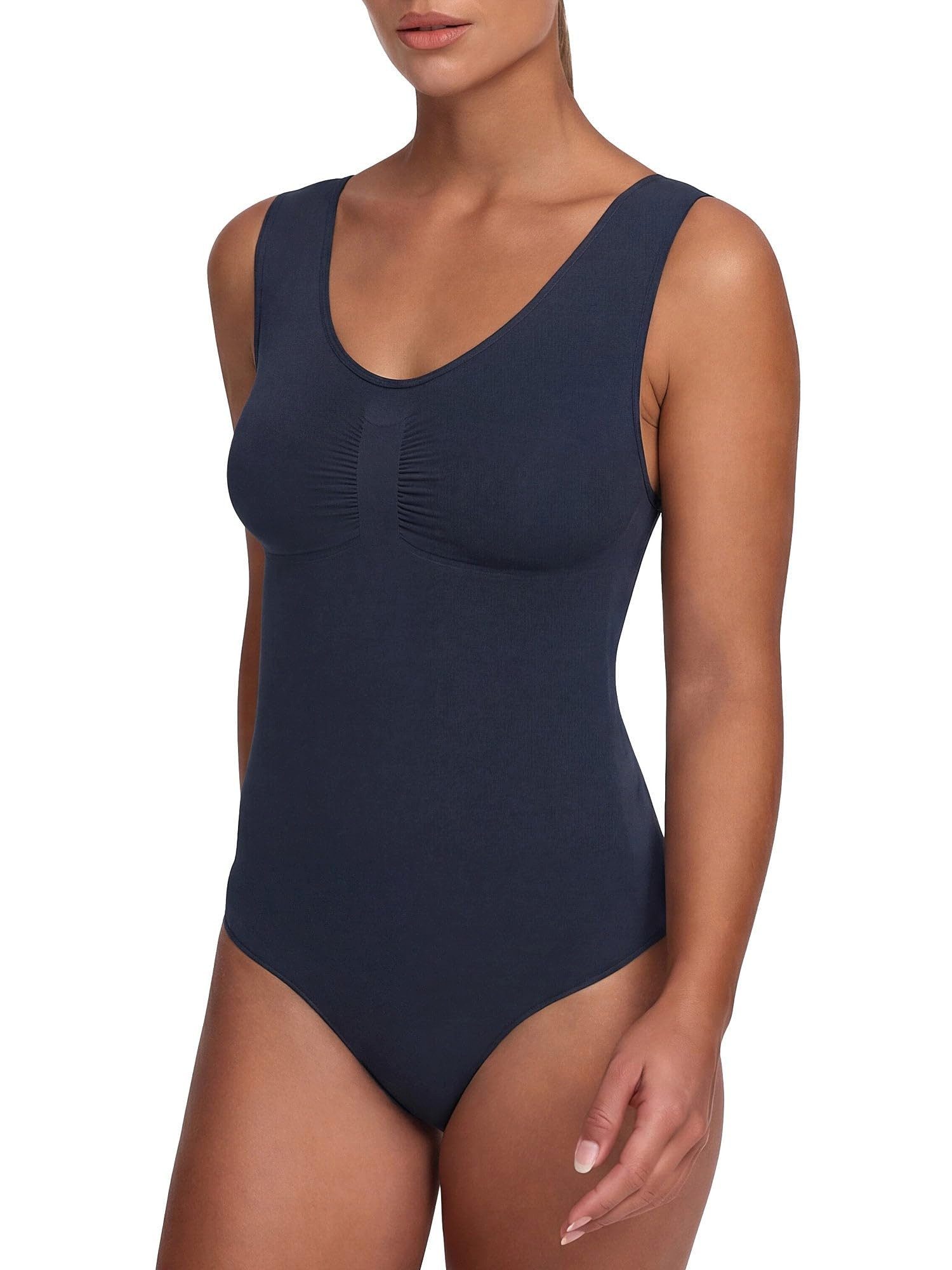 cfab by creamy fabrics Miederbody Tank Bodysuit Sculpting Shapewear mit String-Navy Blue-2XL (1-tlg) Figurformend