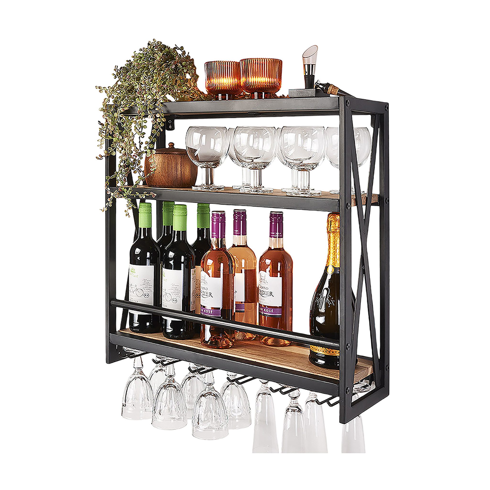 Kobolo Regal Wandregal SYRAH aus Metall und Mangoholz günstig online kaufen