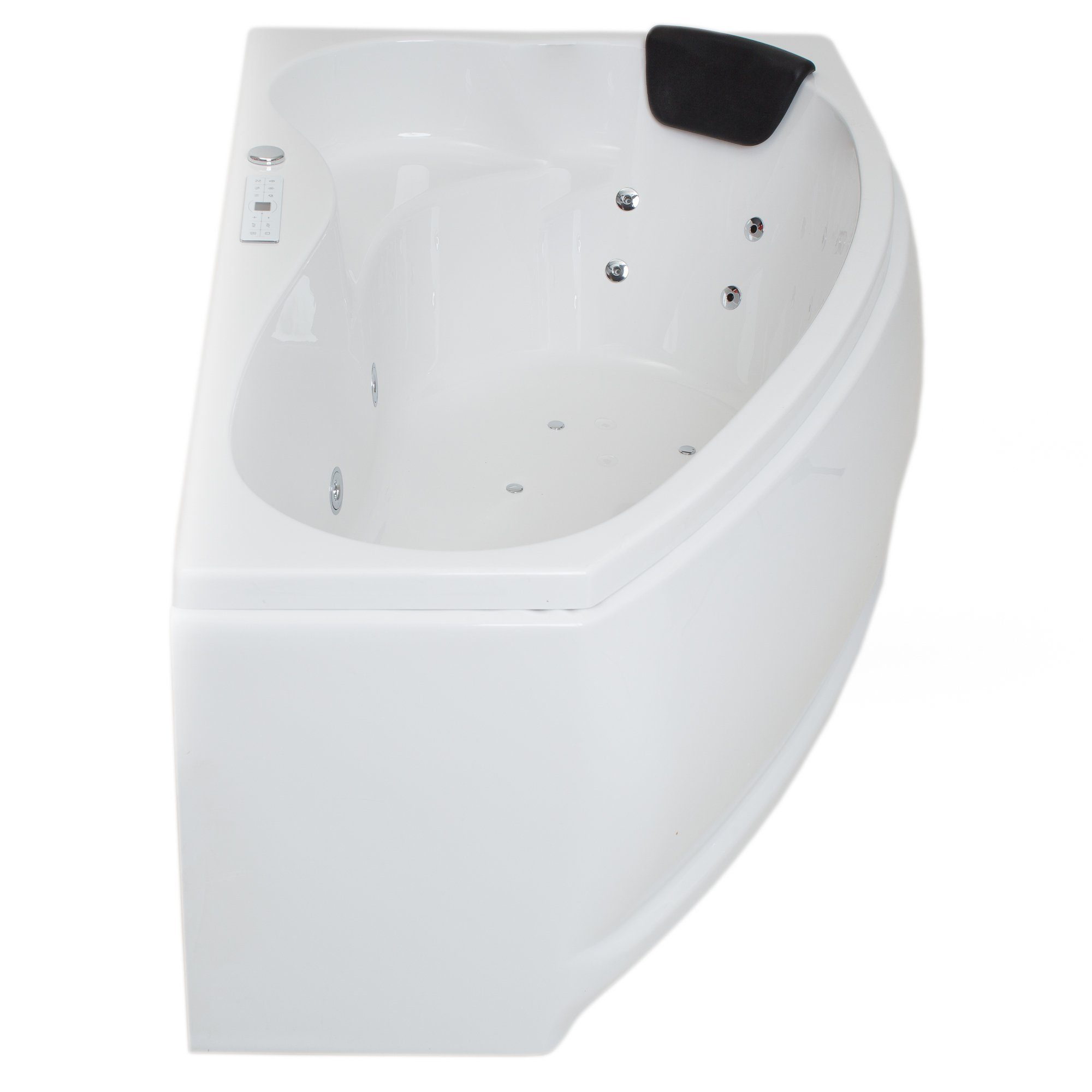 Basera® Whirlpool-Badewanne PREMIUM Indoor Eck-Whirlpool Badewanne Formentera Rechts 160 x 90 cm, (Komplett-Set), mit 17 Massagedüsen, Heizung, Wasserdesinfektion, Bodenansaugung, L...