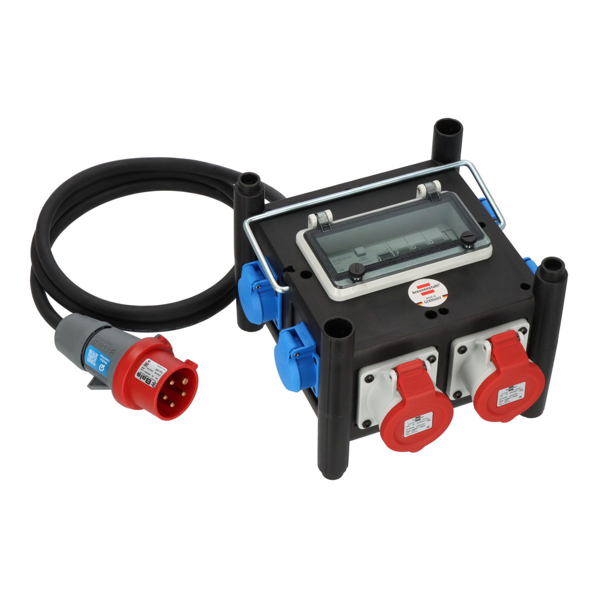 Brennenstuhl Kompakter Gummi-Stromverteiler BSV 3 FI/16 2 IP44 2m H07RN-F 5G2.5 - 2 Steckdosenleiste