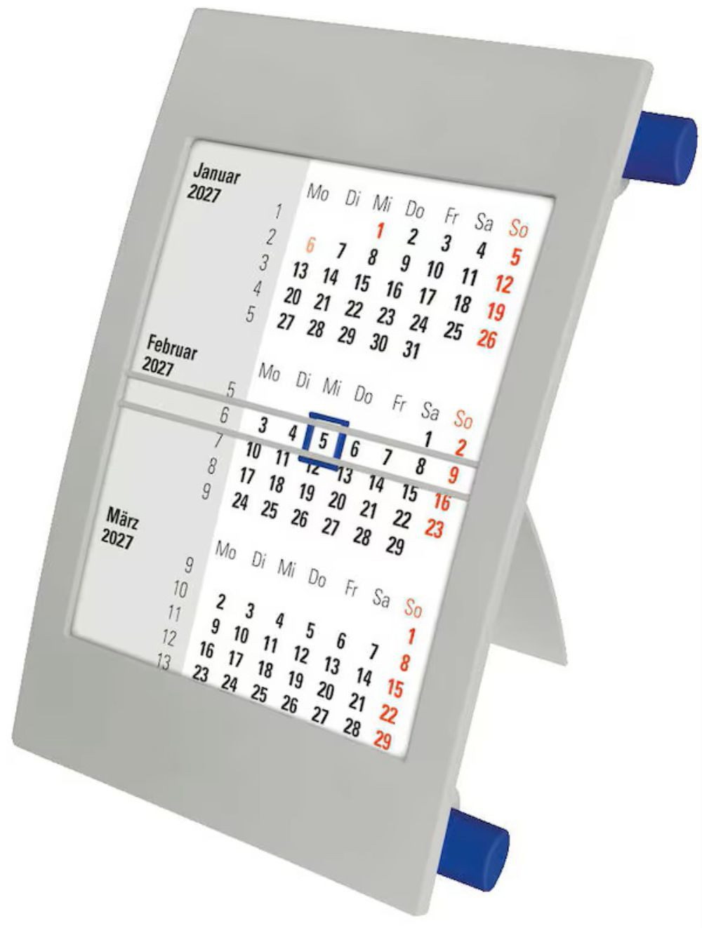 Saphir-Tec Terminkalender Tischkalender / Drehkalender 2027/2028 grau/blau (1-tlg)
