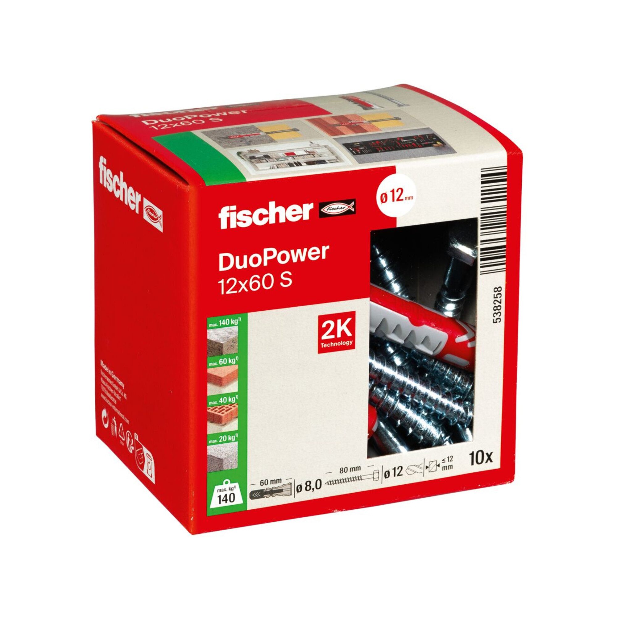 fischer Universaldübel fischer DUOPOWER 12x60 S LD 10 Stk