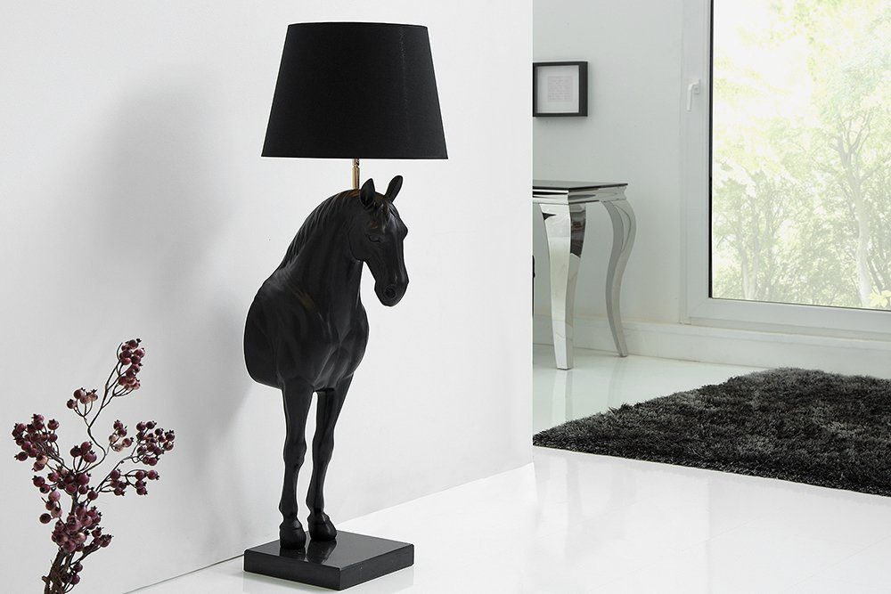 riess-ambiente Stehlampe BLACK BEAUTY 130cm schwarz, Ein-/Ausschalter, ohne Leuchtmittel, Wohnzimmer · Pferdefigur · Marmor-Fuß