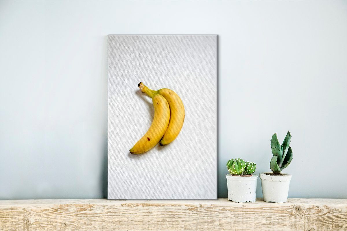 OneMillionCanvasses® Leinwandbild Banane bespannt Zackenaufhänger, - inkl. 20x30 St), - Leinwandbild fertig Gelb Gemälde, cm (1 Obst
