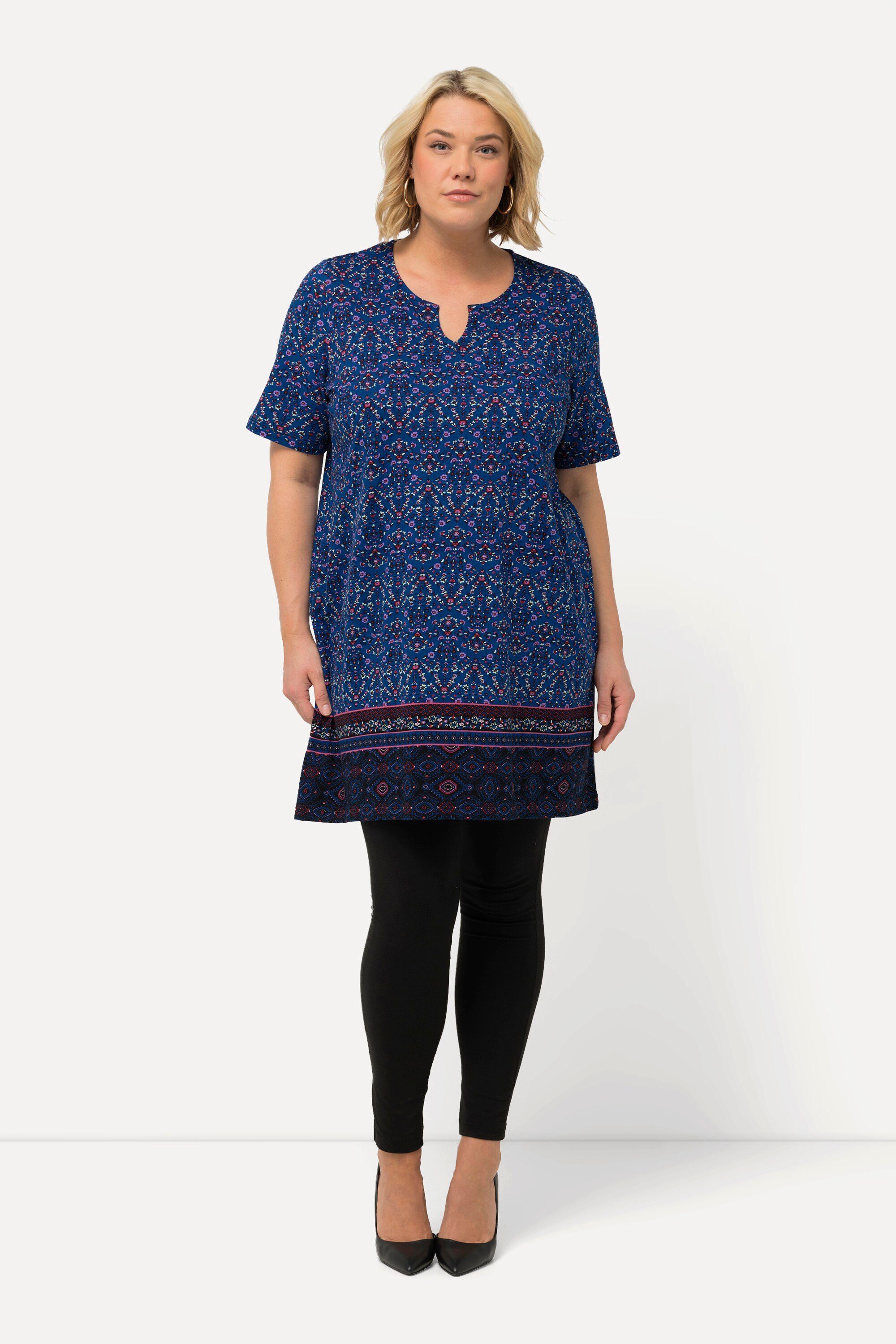Ulla Popken Longshirt Longshirt A-Linie Tunika-Ausschnitt günstig online kaufen