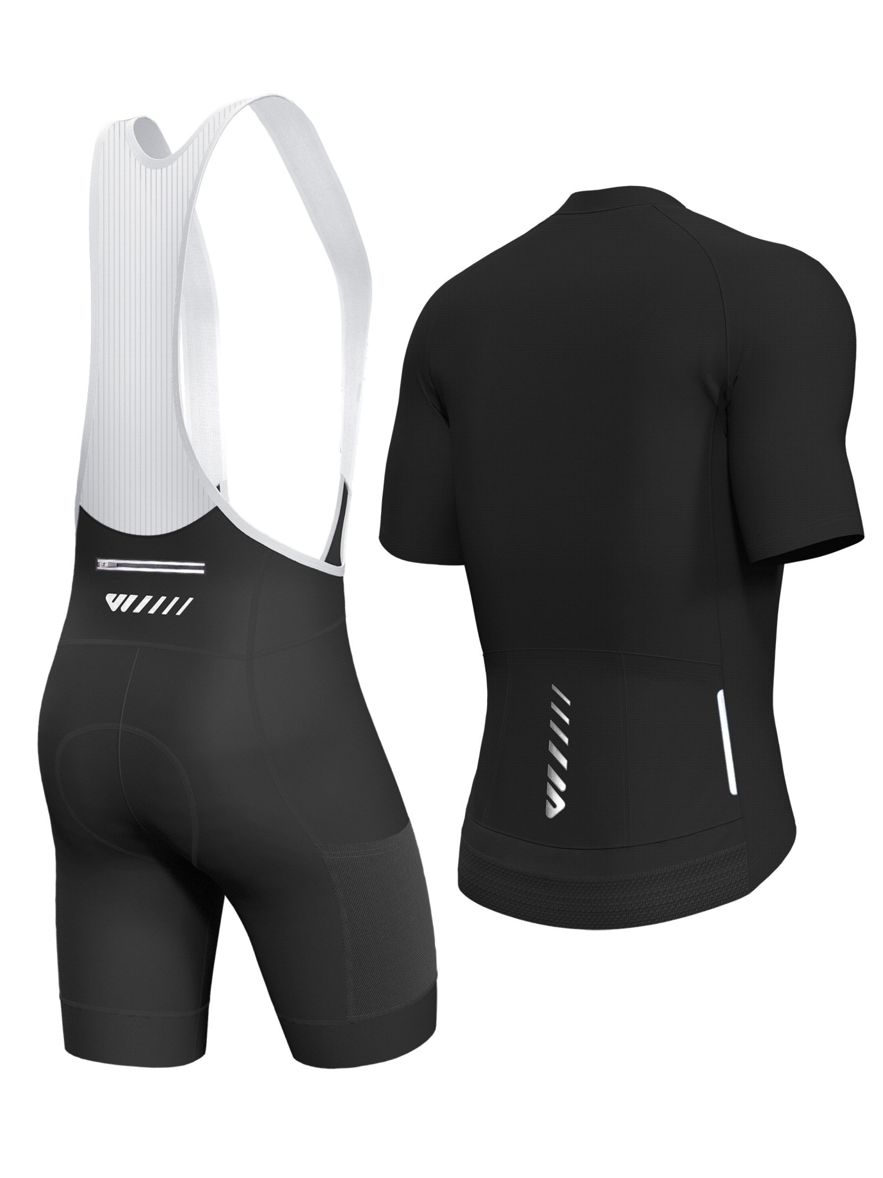 Wulibike Radtrikot Herren Fahrradbekleidungsset mit 3D-Sitzpolster & Cargo-Taschen (2-tlg) Kurzarm Radtrikot + Träger-Fahrradhose für Roadbike
