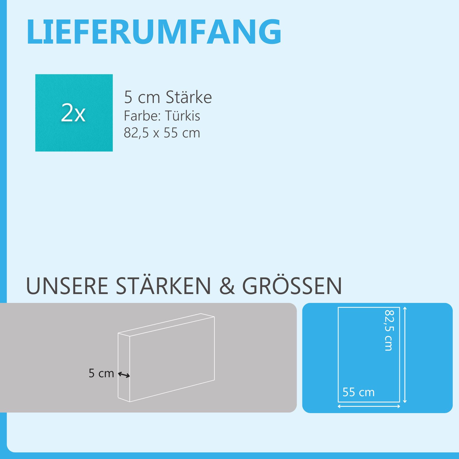 platino24 Akustikplatte 2er Set Rechtecke aus Basotect ® G+ mit Akustikfilz 825x550x50mm