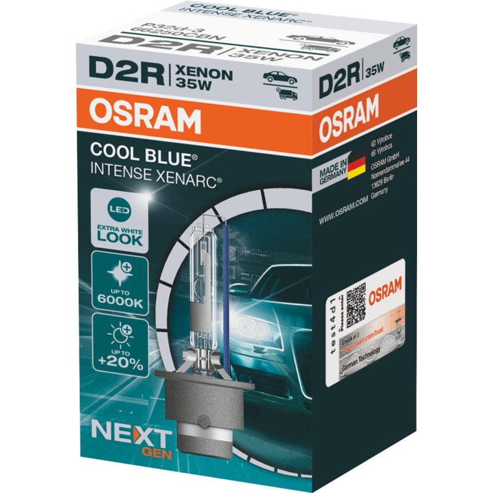 Osram KFZ-Ersatzleuchte 66250CBN Leuchtmittel 35 V Xenarc D2R W OSRAM Cool Xenon 85 Blue
