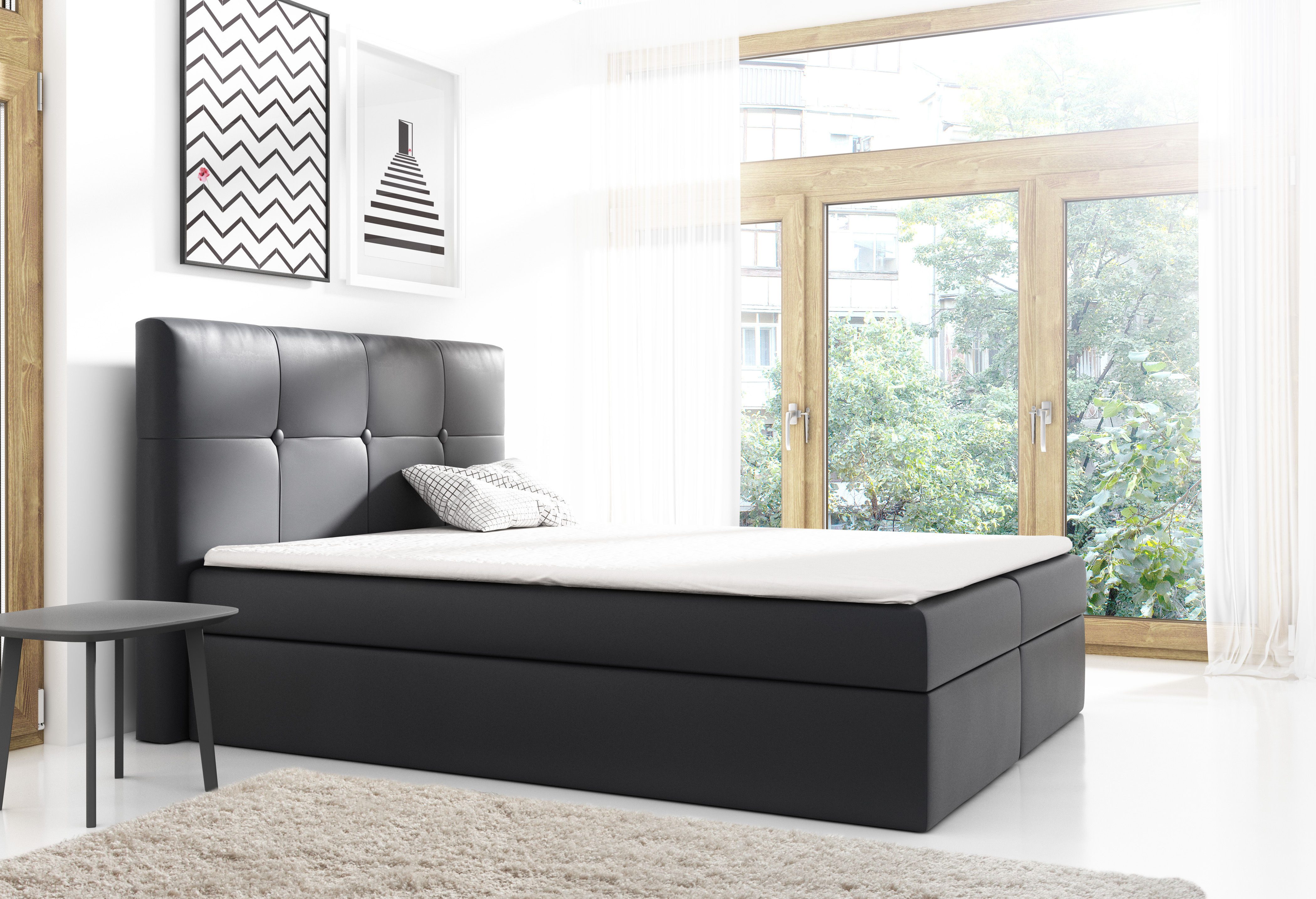 Schlaffabrik Boxspringbett LIVORNO (Madryt 9100), inkl. Matratze, Topper, Stauraum