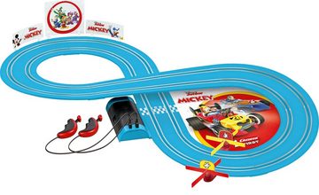 Carrera® Autorennbahn FIRST Rennbahn Mickey's Fun Race Komplettset ab 3 Jahren (Streckenlänge 2.4 m), (Set), inkl. 2 Spielzeugautos