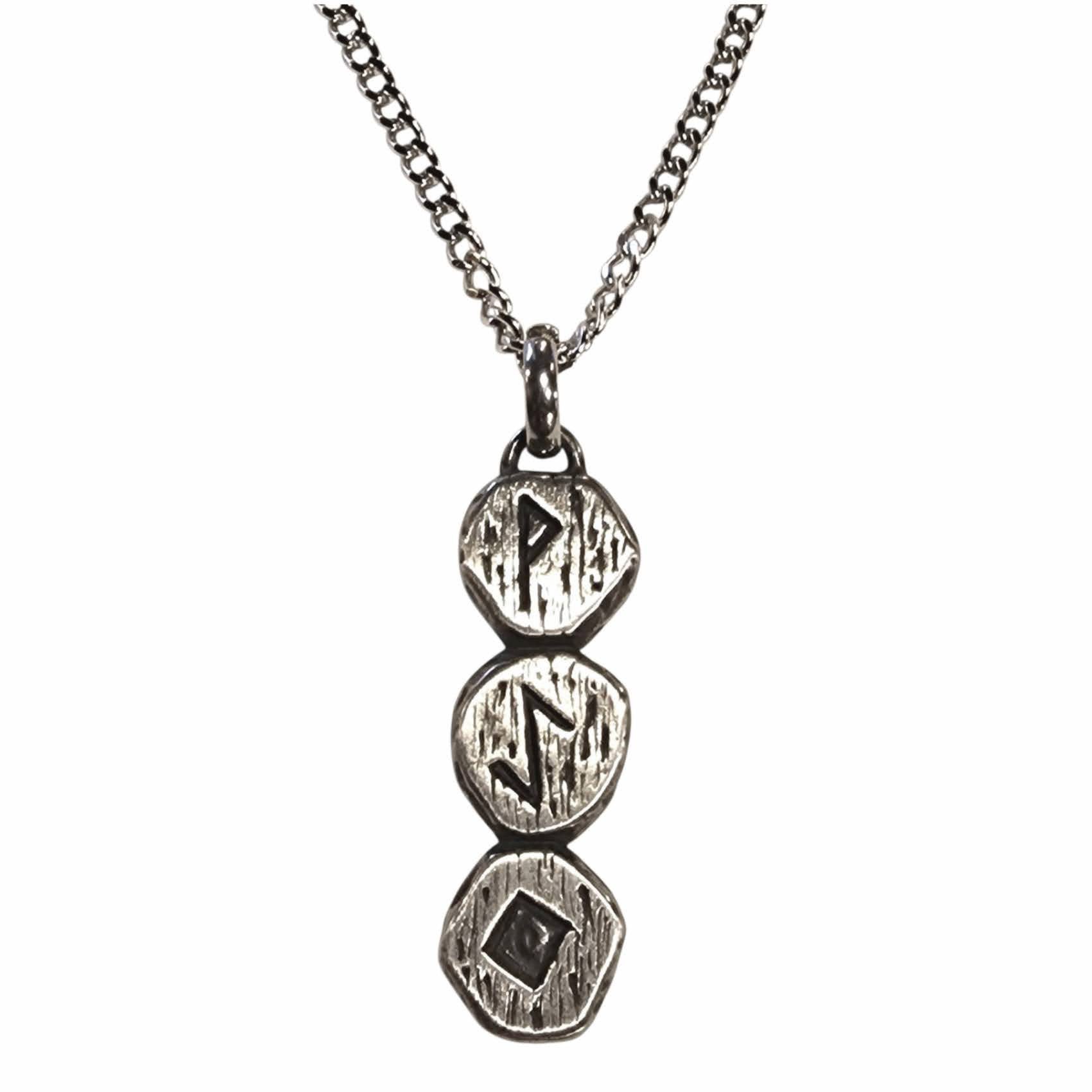 Dark-Desires Kette und Anhänger Set Halskette mit Anhänger Glücksbringer Runen Wikinger, Mystische Runen-Anhänger