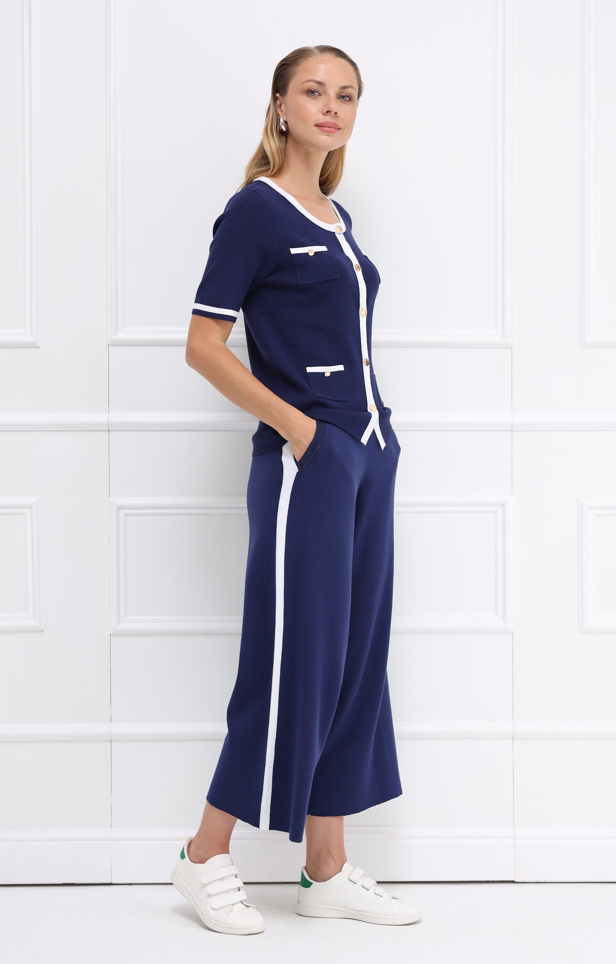 Passioni Strickhose mit Ecru-Streifen günstig online kaufen