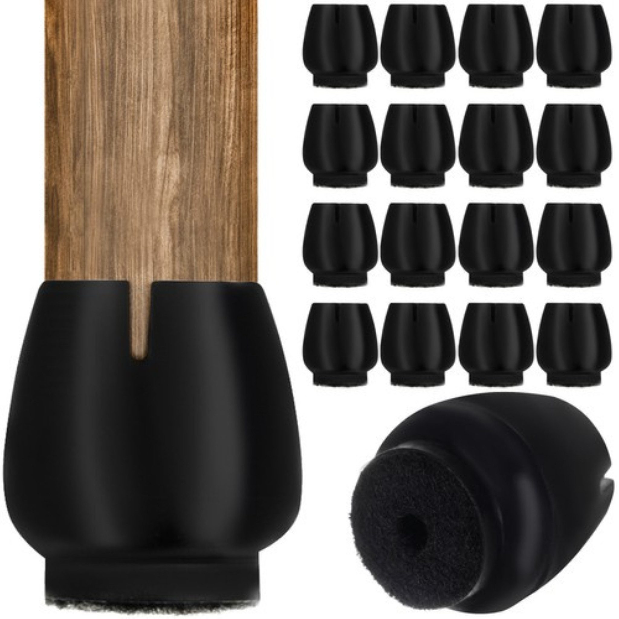 MALATEC Stuhlsocke Stuhlbeinbezug mit Filz 16 Stück, Silikon & Filz, 12-16 mm., (Set aus 16 Stuhlbeinbezügen, ideal für den Schutz von Böden., 16 St), Schützt Böden vor Kratzern, dämpft Geräusche und ist wasserdicht.