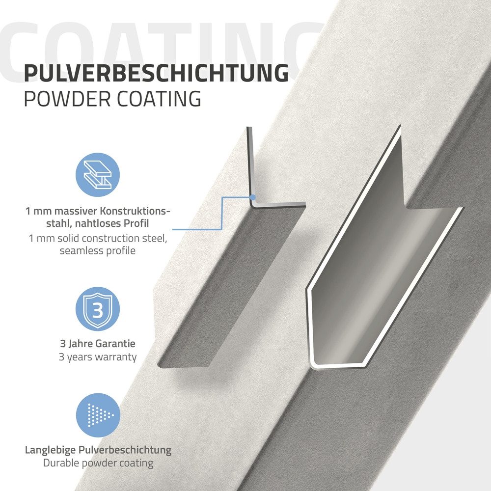 ML-DESIGN Tischbein Tischgestell Loft 2er Set Bankkufen aus Stahl Industriedesign U-Form, Bankgestell Bankbeine Tischkufen Profil 8x2cm Möbelfüße aus Metall