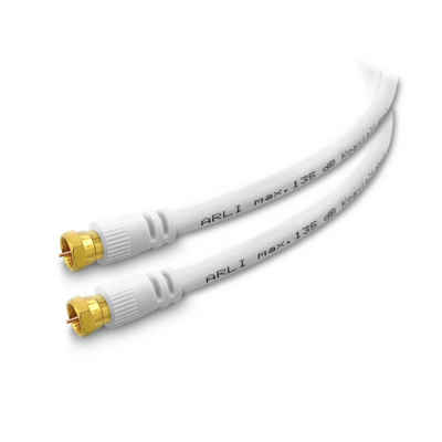 ARLI TV-Kabel, F Stecker, F-Stecker (100 cm), 1m Anschlusskabel TV HD Satkabel vergoldet 135 dB Sat Kabel Digital UHD 4K 1 m konfektioniert