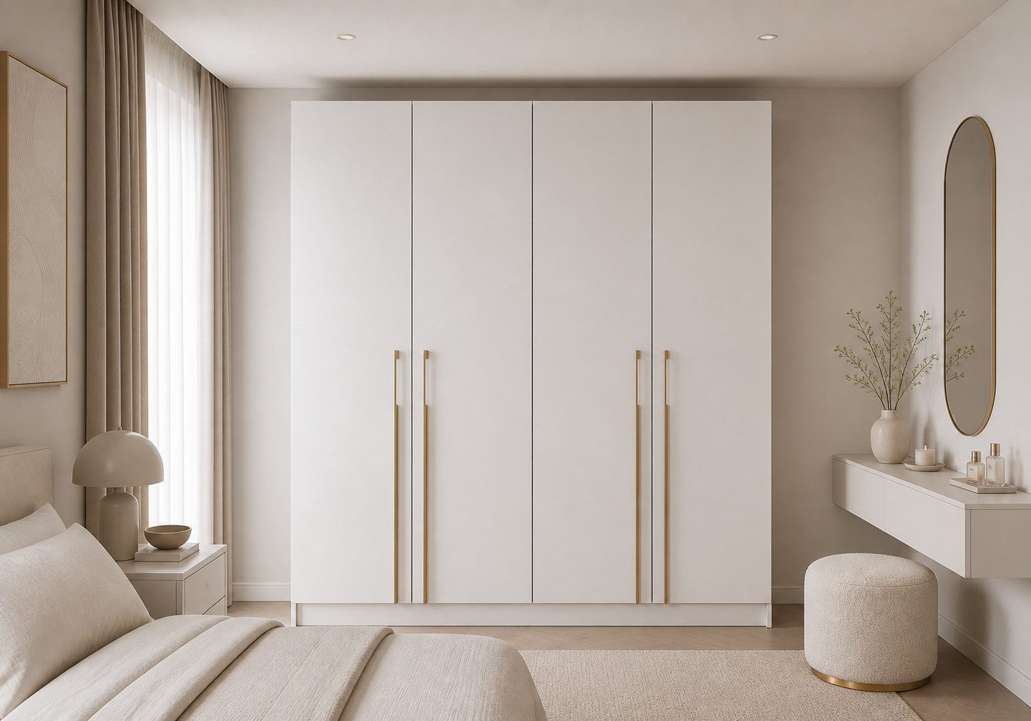 MOEBLO Drehtürenschrank Glamy 4D (Moderner 4-türiger Kleiderschrank mit viel Stauraum, Einlegeböden – Ideal für Schlafzimmer, Ankleidezimmer oder Jugendzimmer, Schrank Garderobe Drehtürenschrank) (BxHxT): 200 cm x 210 cm x 57 cm