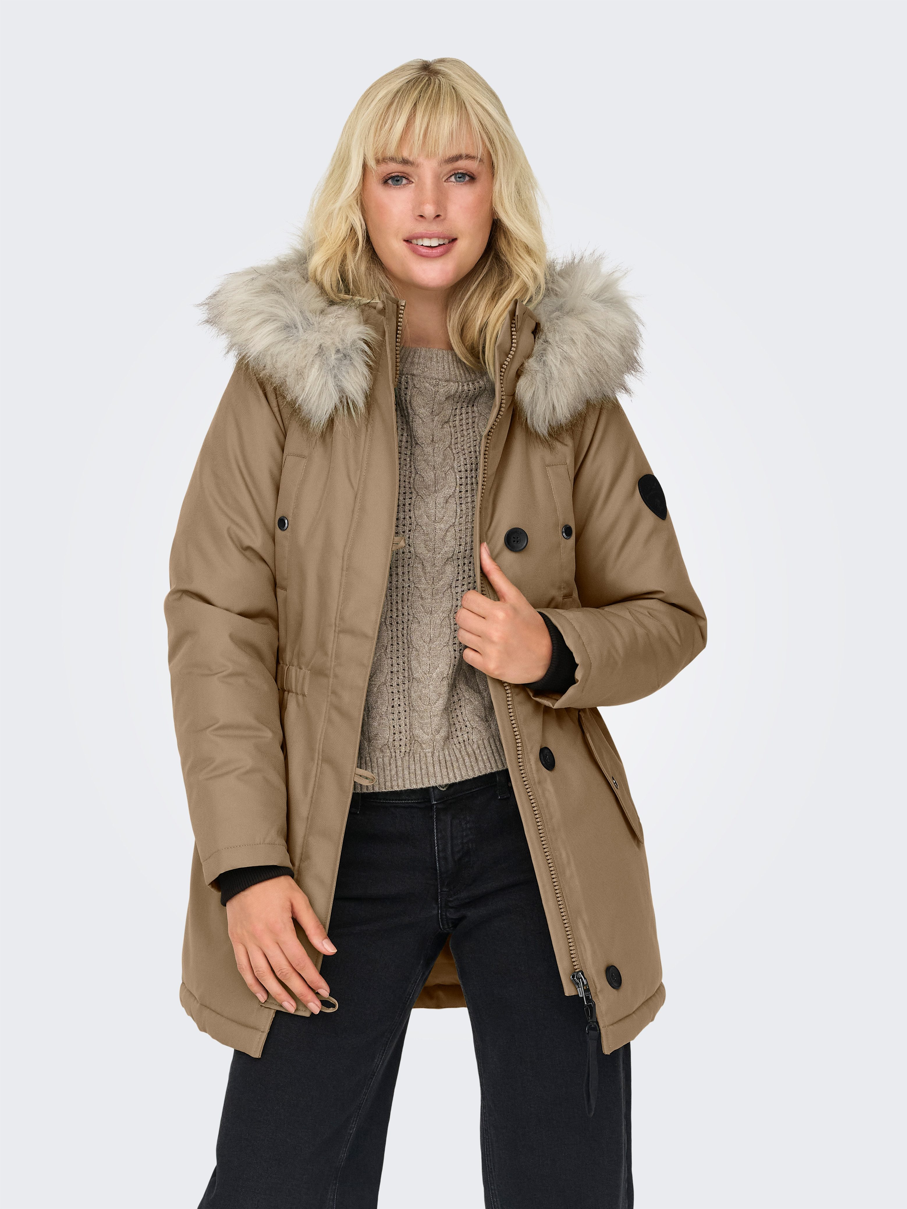 ONLY Parka ONLIRIS FUR WINTER PARKA LIFE CC OTW mit verdeckter Knopfleiste