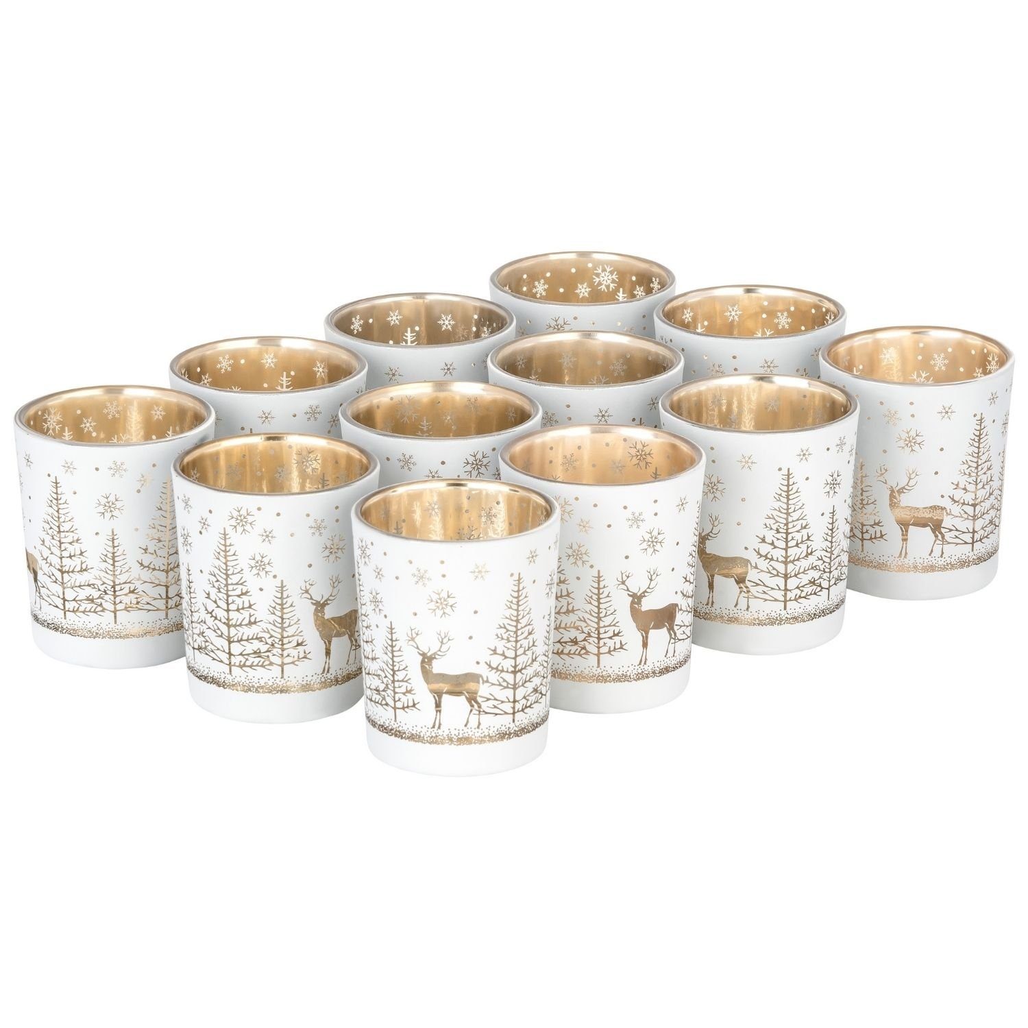 Kamelio Teelichthalter 12er Set Teelichtgläser weiß Windlicht Tischdeko Wei günstig online kaufen