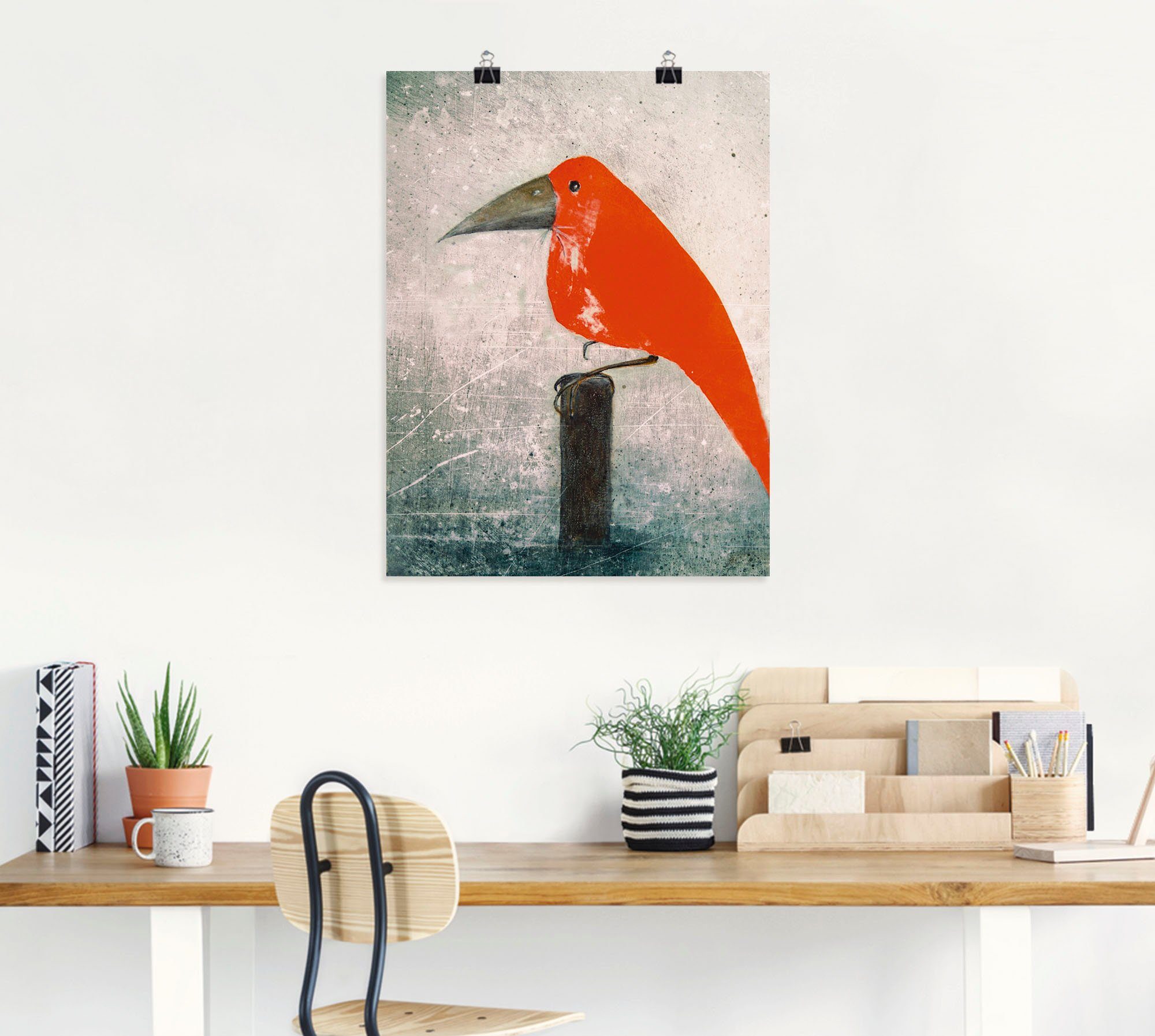 Artland Wandbild Der Rote Vogel, als Poster versch. oder St), in Größen Vögel Leinwandbild, (1 Wandaufkleber