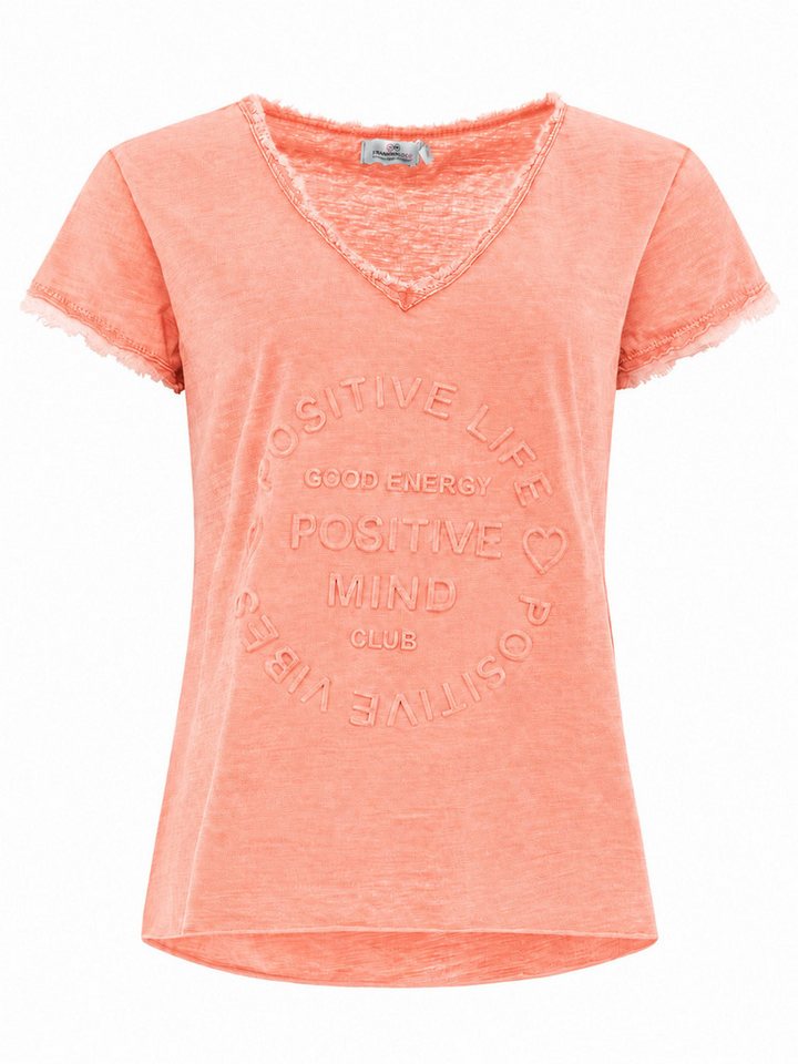 Zwillingsherz T-Shirt "Positive Mind" Fransen, V-Ausschnitt