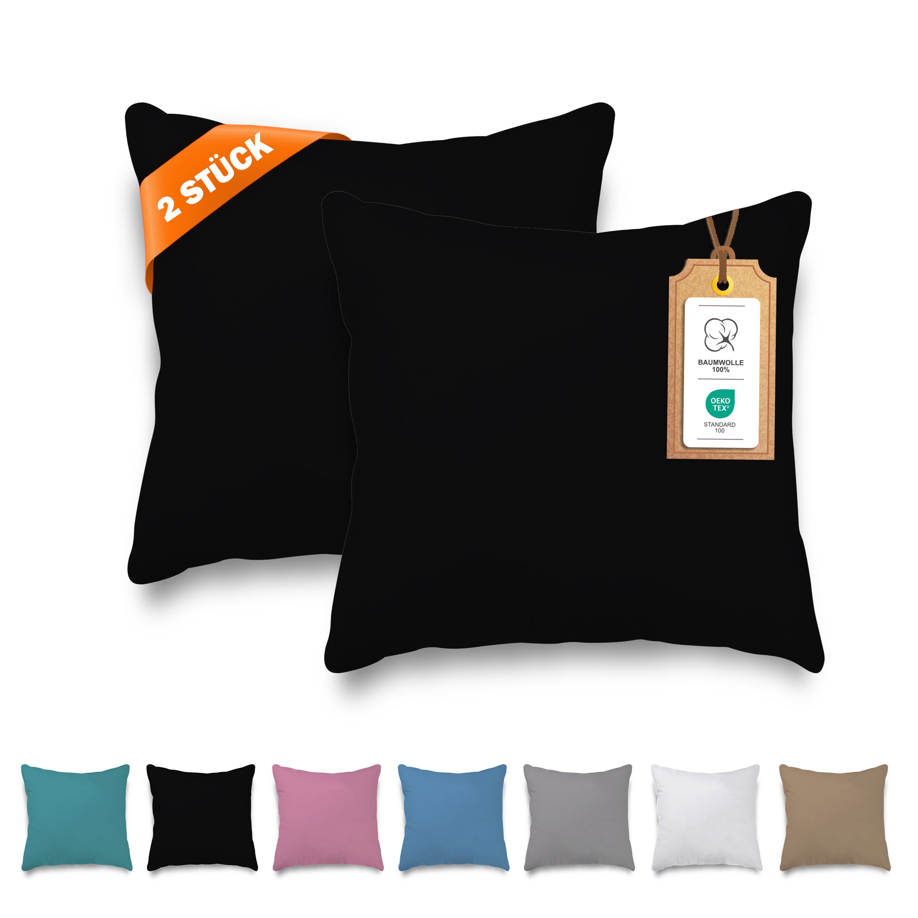 Veluna Home Kissenbezüge 100% Baumwolle(2er-Set) Renforcé Kissenbezug mit R günstig online kaufen