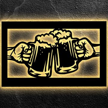 LEON FOLIEN Dekofigur LED Bier Schilder Bar Dekoration in Schwarz #58