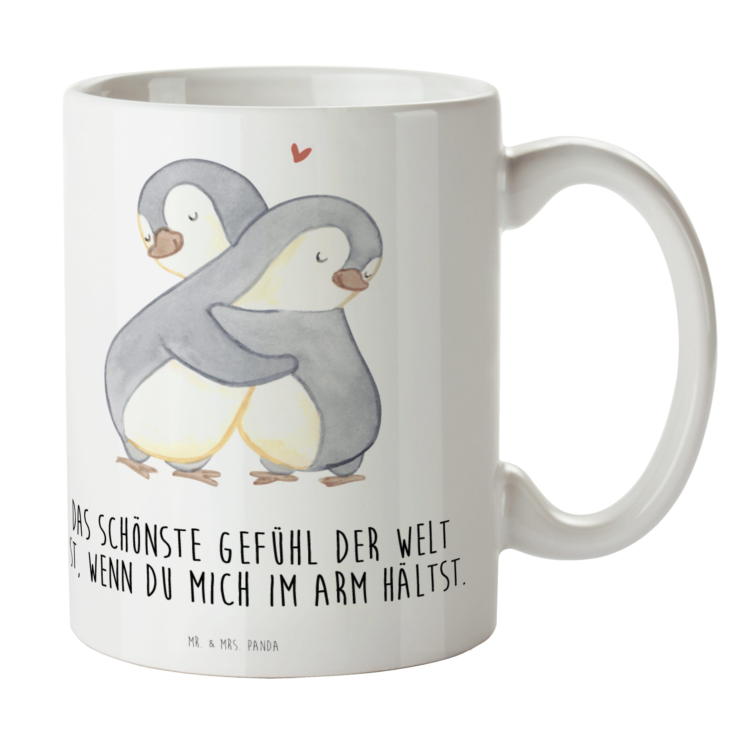 Mr. & Mrs. Panda Tasse Pinguine Kuscheln - Weiß - Geschenk, Kaffeebecher, Hochzeitstag, für, Keramik