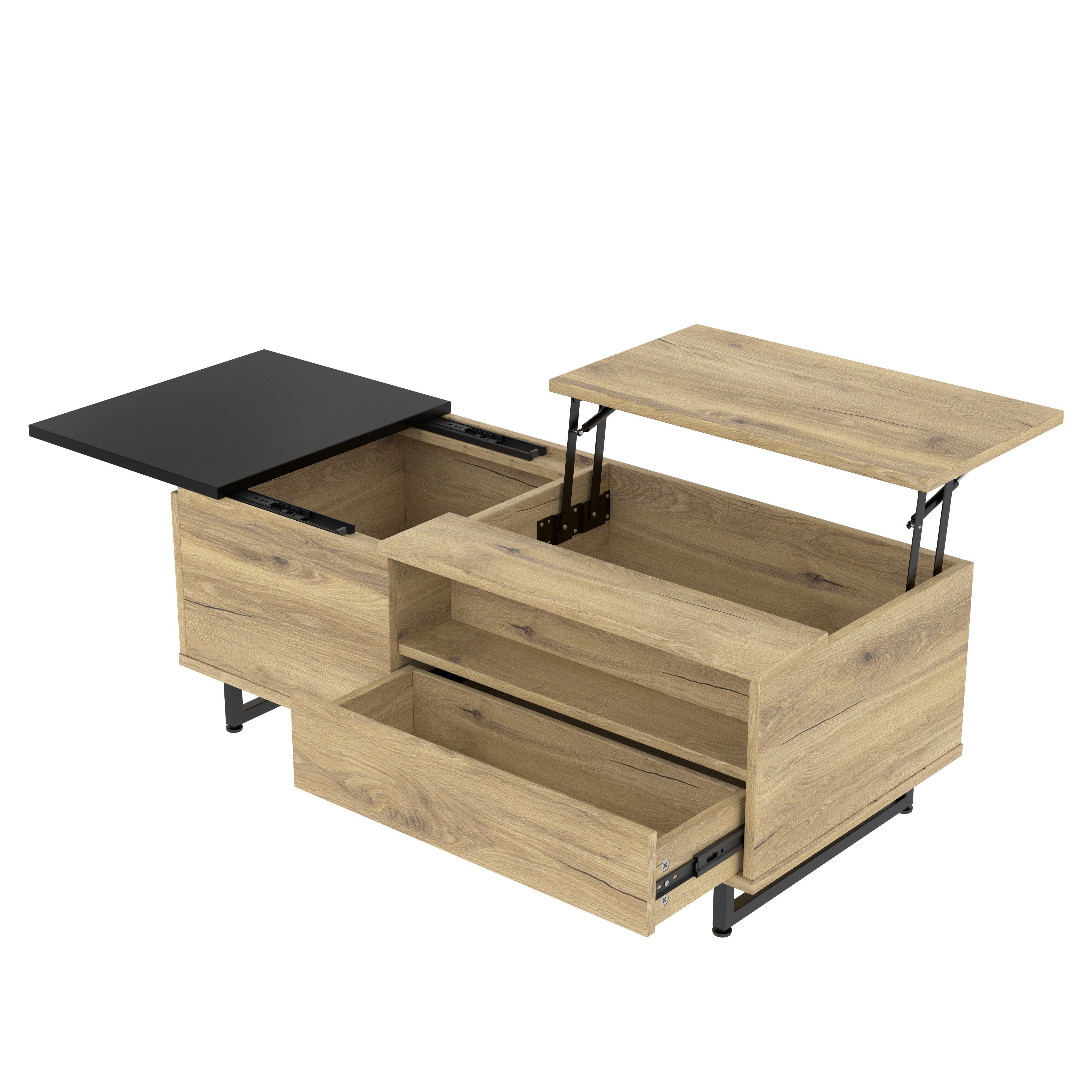 KLAM HOME Couchtisch Höhenverstellbarer Schrank mit moderner LED-Bodenbeleu günstig online kaufen