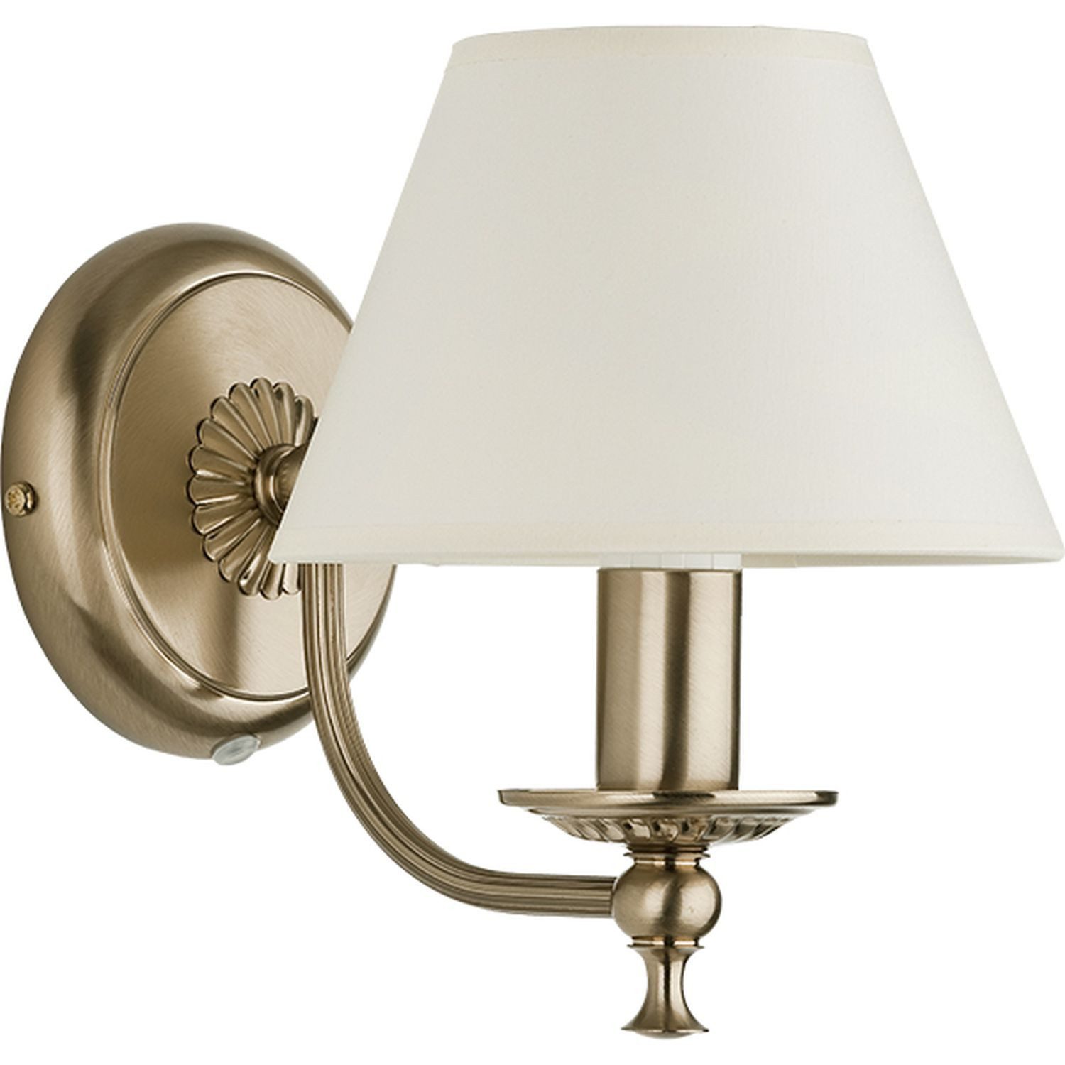 Licht-Erlebnisse Wandleuchte JURIDA, ohne Leuchtmittel, Zugschalter H: 21 cm in Messing Antik Creme E14 Jugendstil