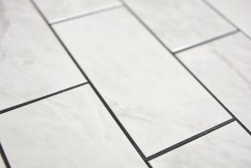 Mosani Aluminium Metall Mosaikfliesen 10 Stk. selbstklebende Wandfliesen Wanddekor, Weiss, Set, 10-teilig = 0,85 m², Spritzwasserbereich geeignet, Küchenrückwand Spritzschutz