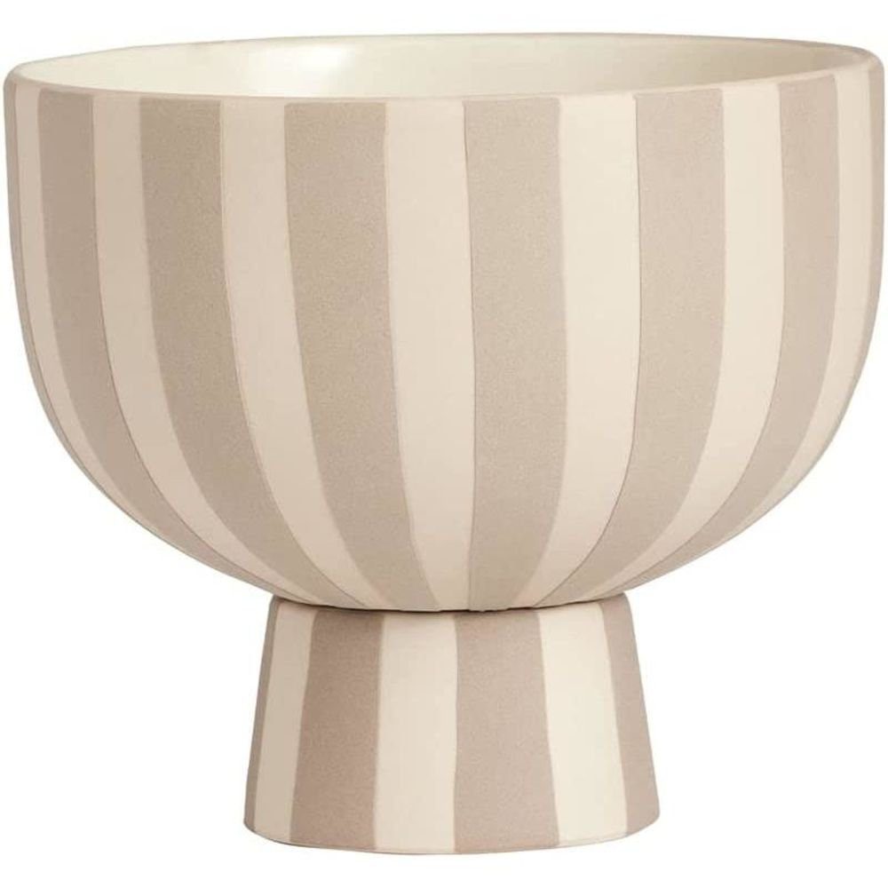 OYOY Servierschüssel Toppu Bowl, Keramik, Schale Topf Blumentopf Vase Obstkorb Design Gestreift clay | Schüsseln