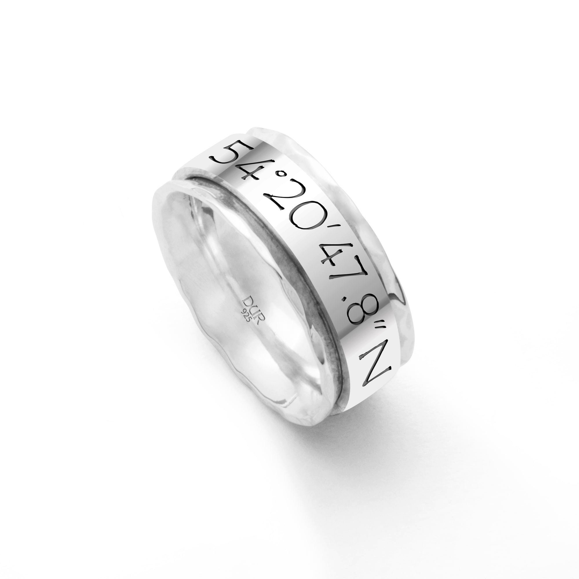 Fingerring DUR Schmuck: Ring, Koordinatenring "Göhren", 925er Sterlingsilber R571