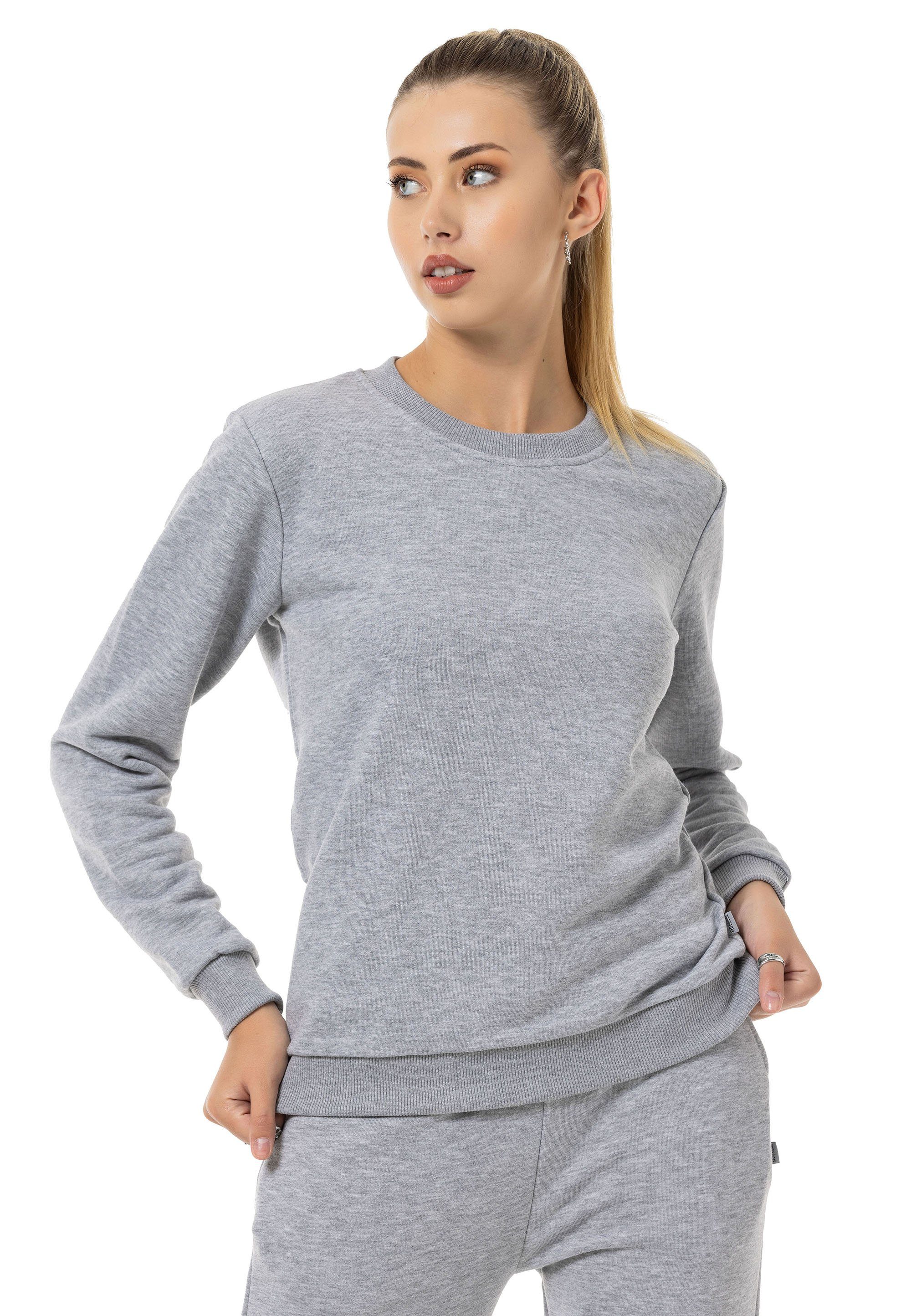 Premium Sweatshirt Qualität Rundhals Pullover Grau-Melange RedBridge