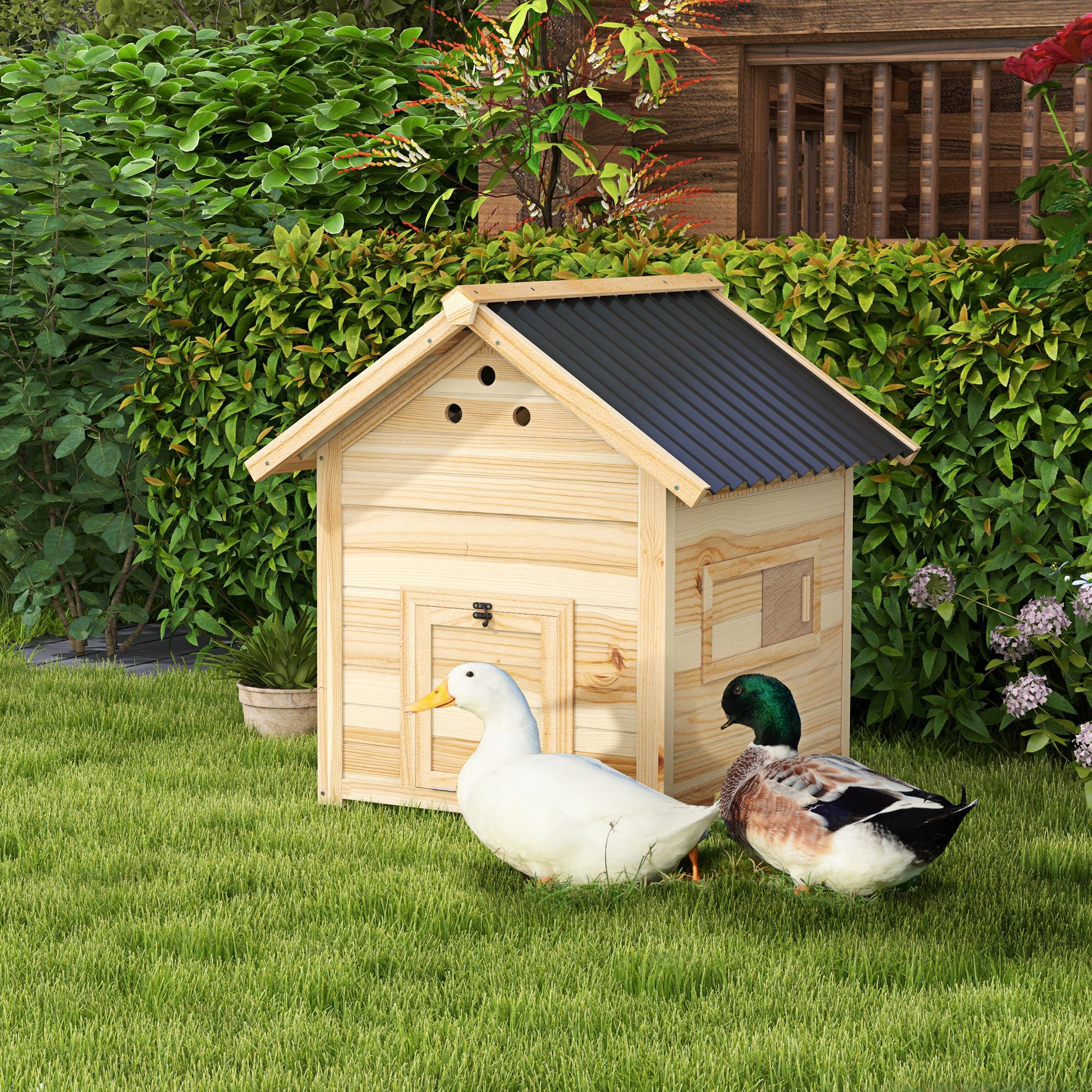 PawHut Kleintierstall Entenstall aus Holz Entenhaus günstig online kaufen