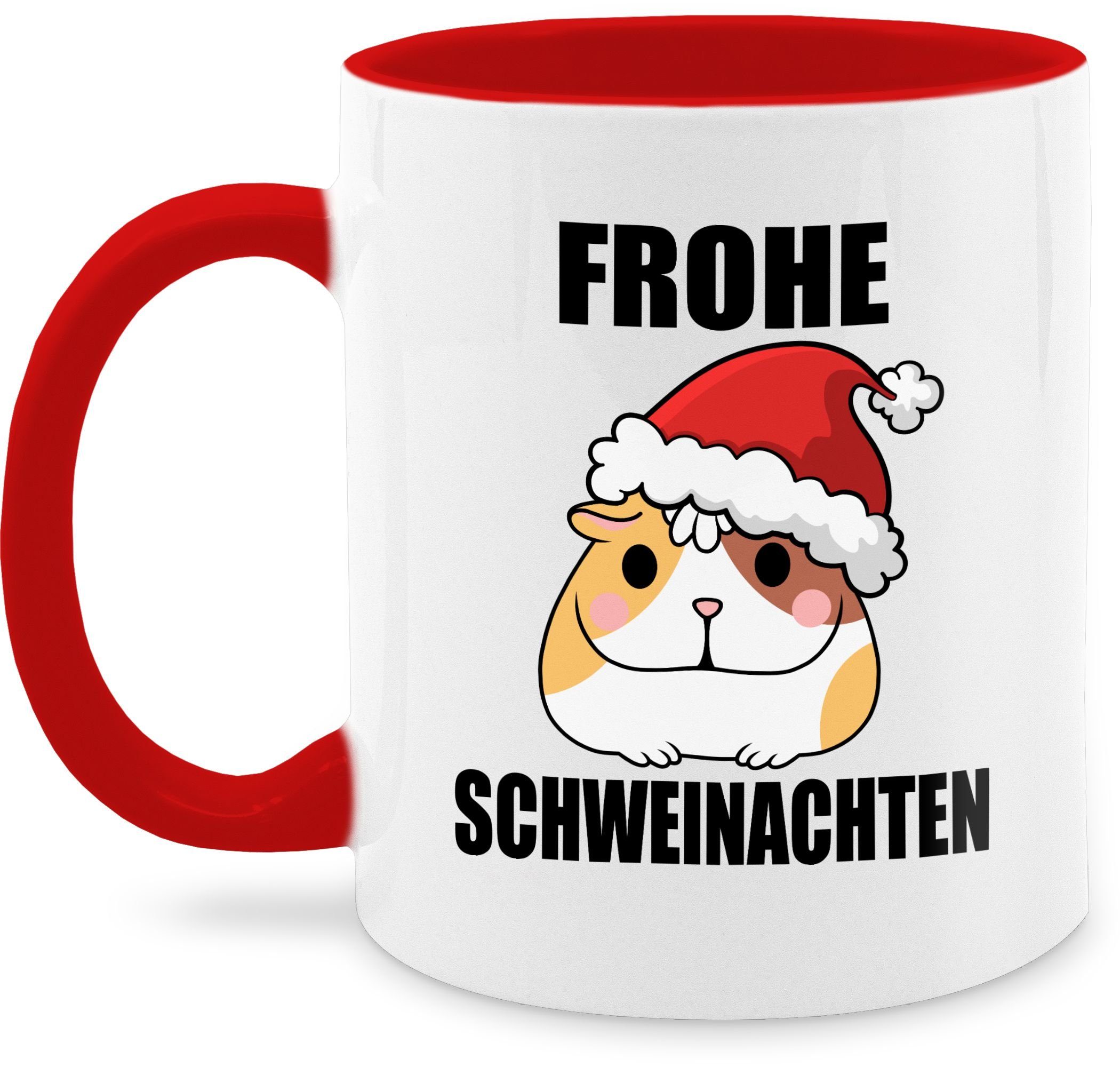 Shirtracer Tasse Frohe Schweinachten mit Meerschweinchen, Keramik