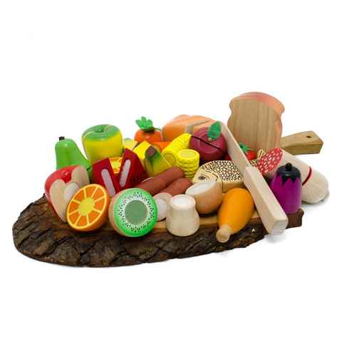 ESTIA Holzspielwaren Spiellebensmittel Lebensmittel aus Holz zum Schneiden