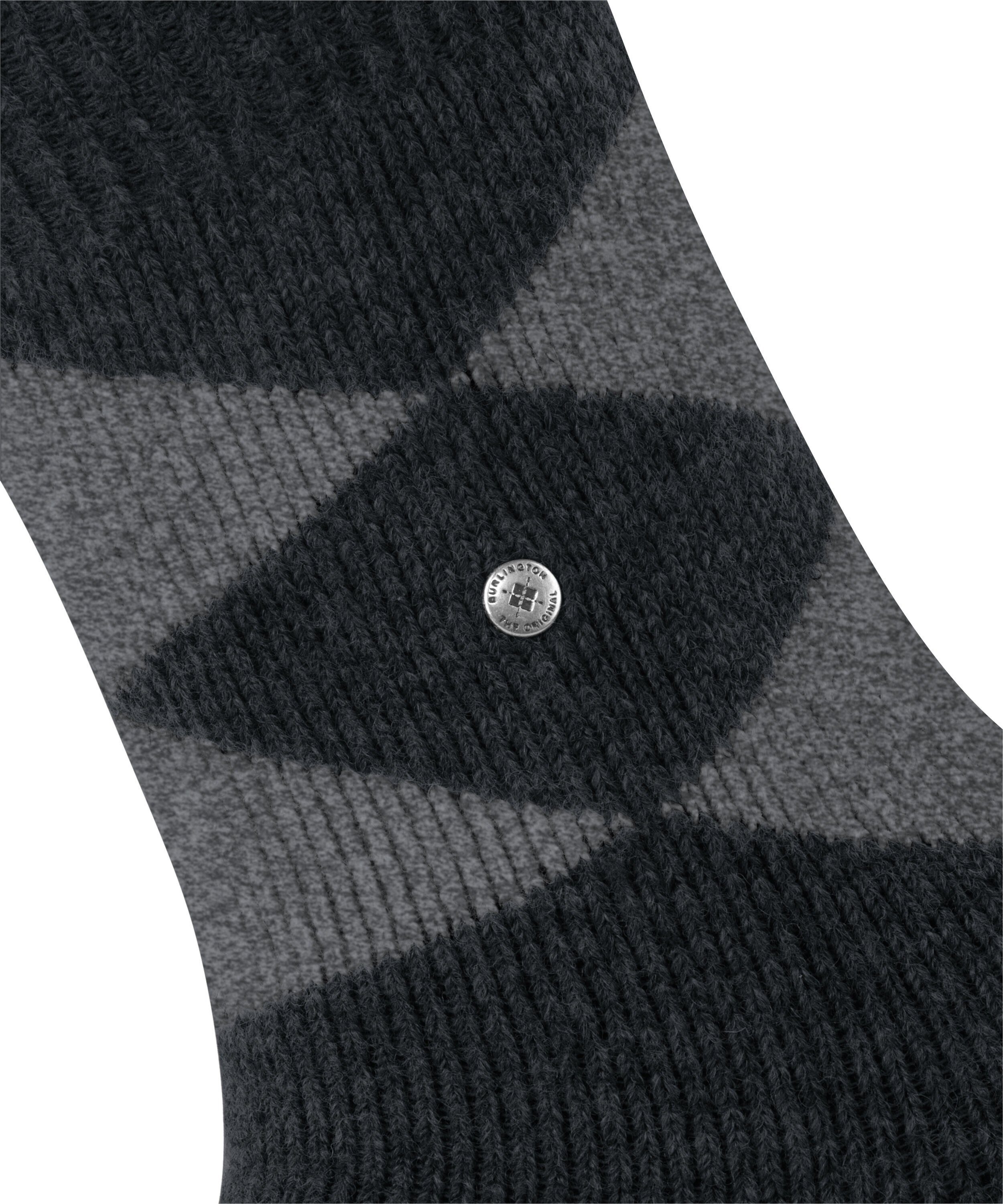 Burlington Haussocken Cosy Argyle (1-Paar) mit rutschhemmendem Noppendruck auf der Sohle