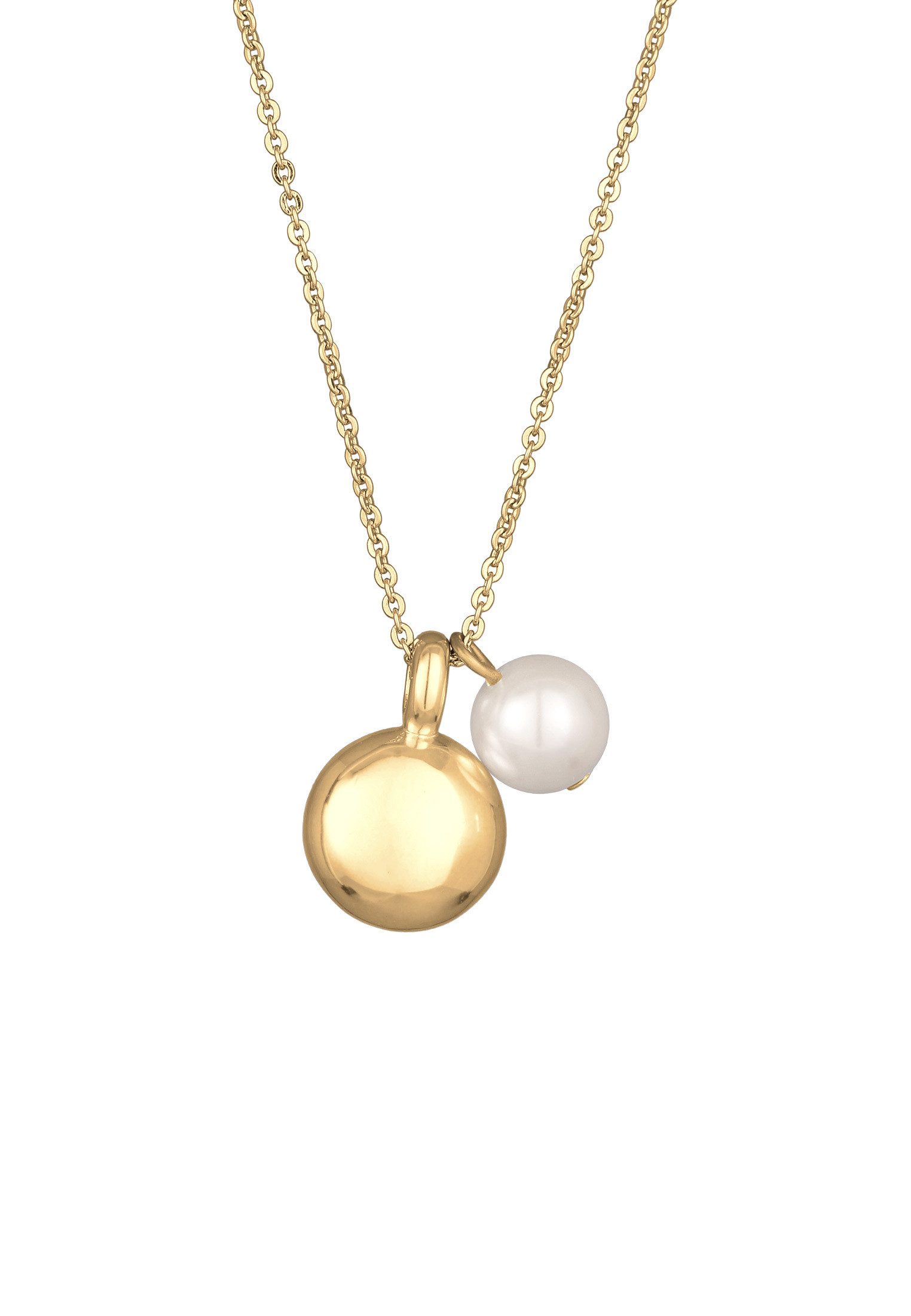 Elli Kette mit Anhänger Kristall Perlenanhänger Elegant Silberfarben